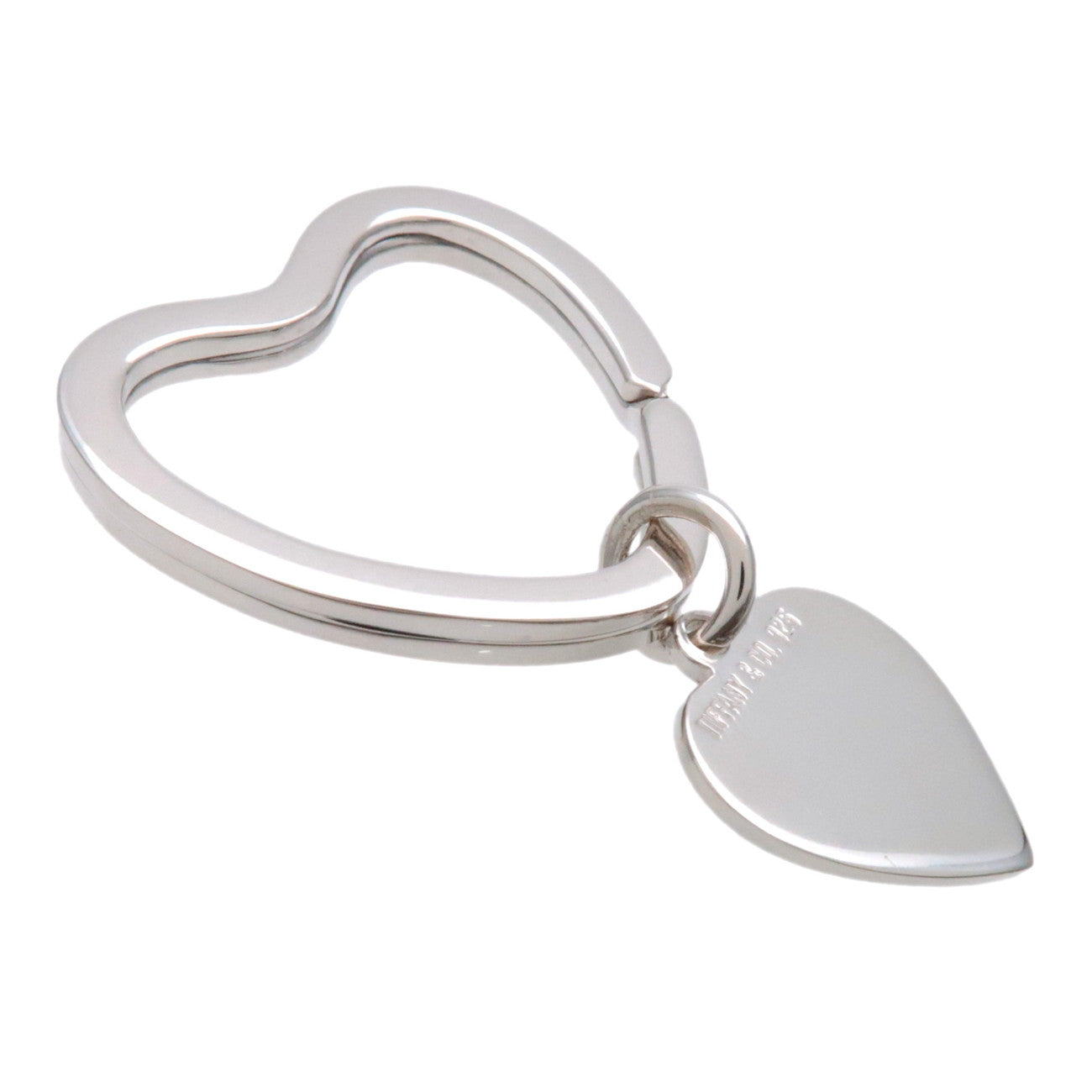 Tiffany & Co Heart Plate Key Ring Key Chain Bag Charm SV925 Silver