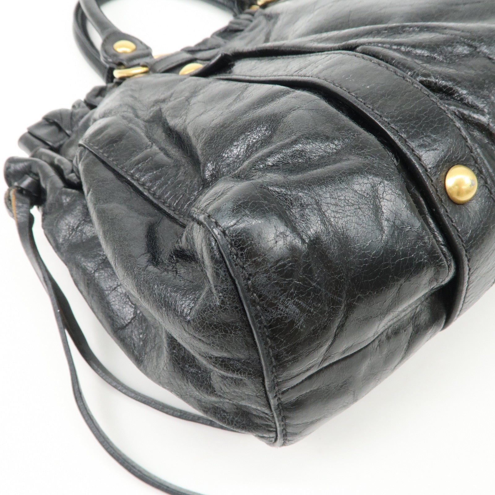 MIU MIU Patent Leather 2Way Tote Bag Shoulder Bag Black RT0383