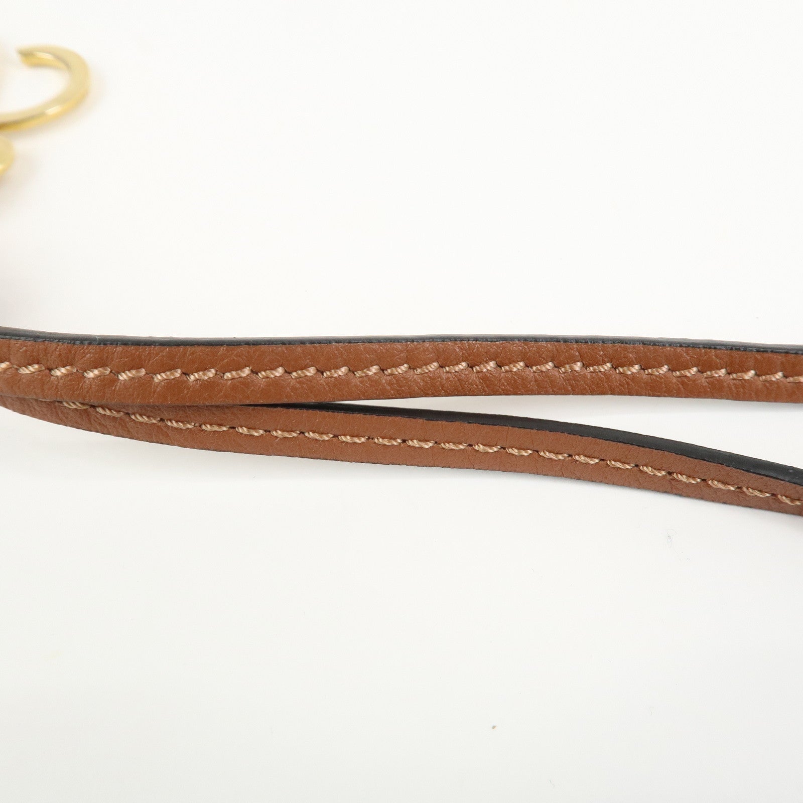 LOEWE Anagram Metal Leather Bag Charm Key Holder Camel