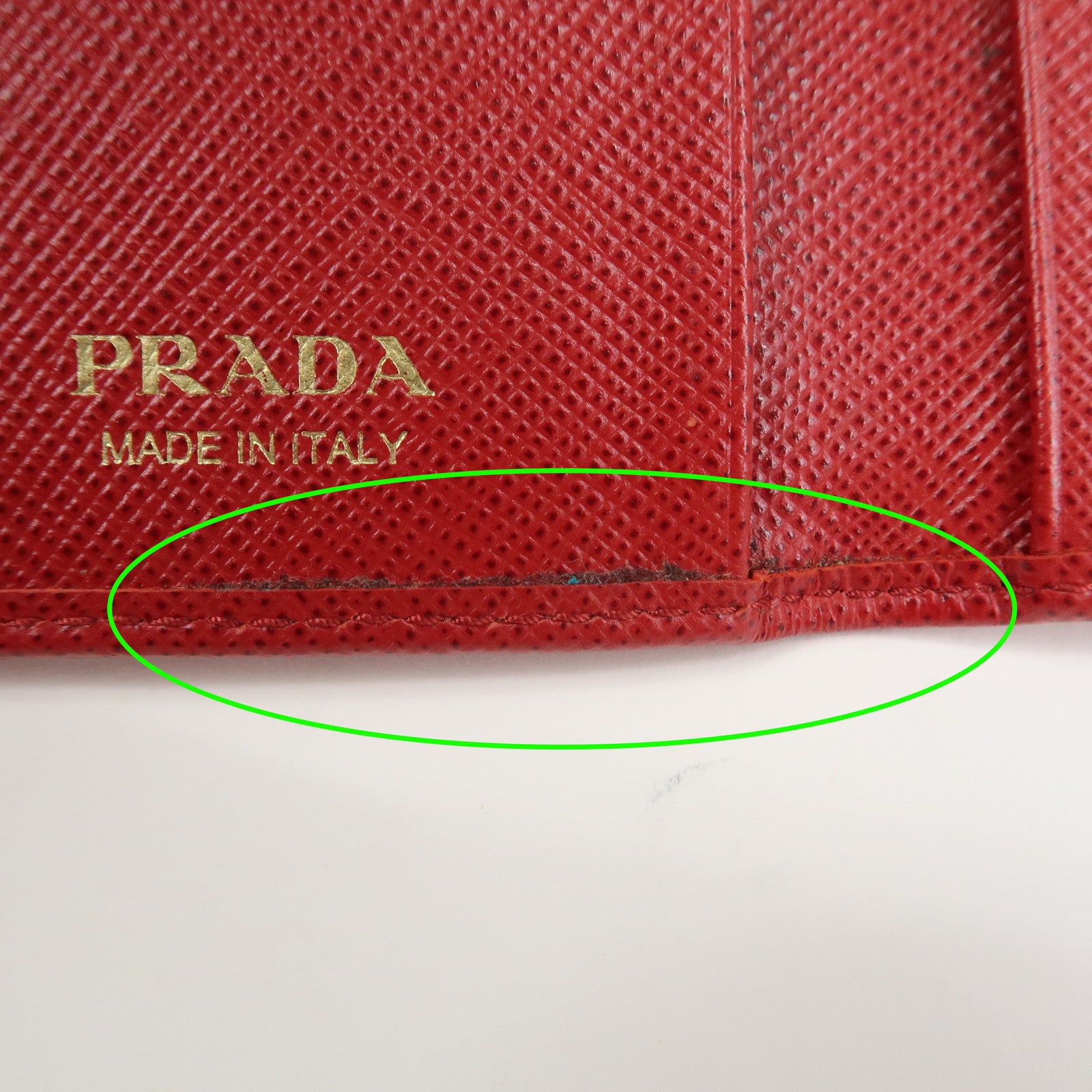 PRADA Logo Saffiano Leather Key Case Key Holder Red 11BG222