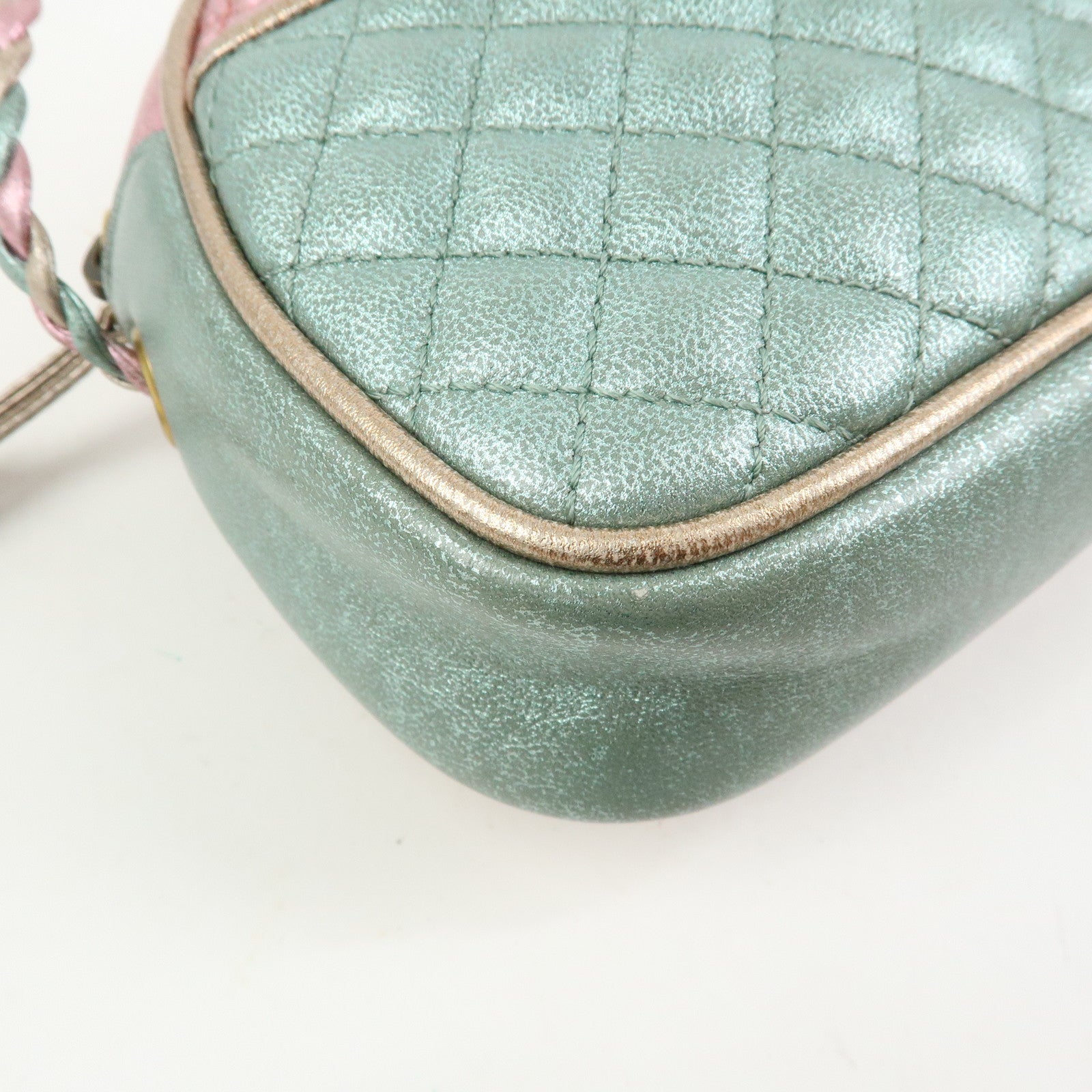 GUCCI Horsebit Laminated Quilting Leather Shoulder Bag Pink 534951