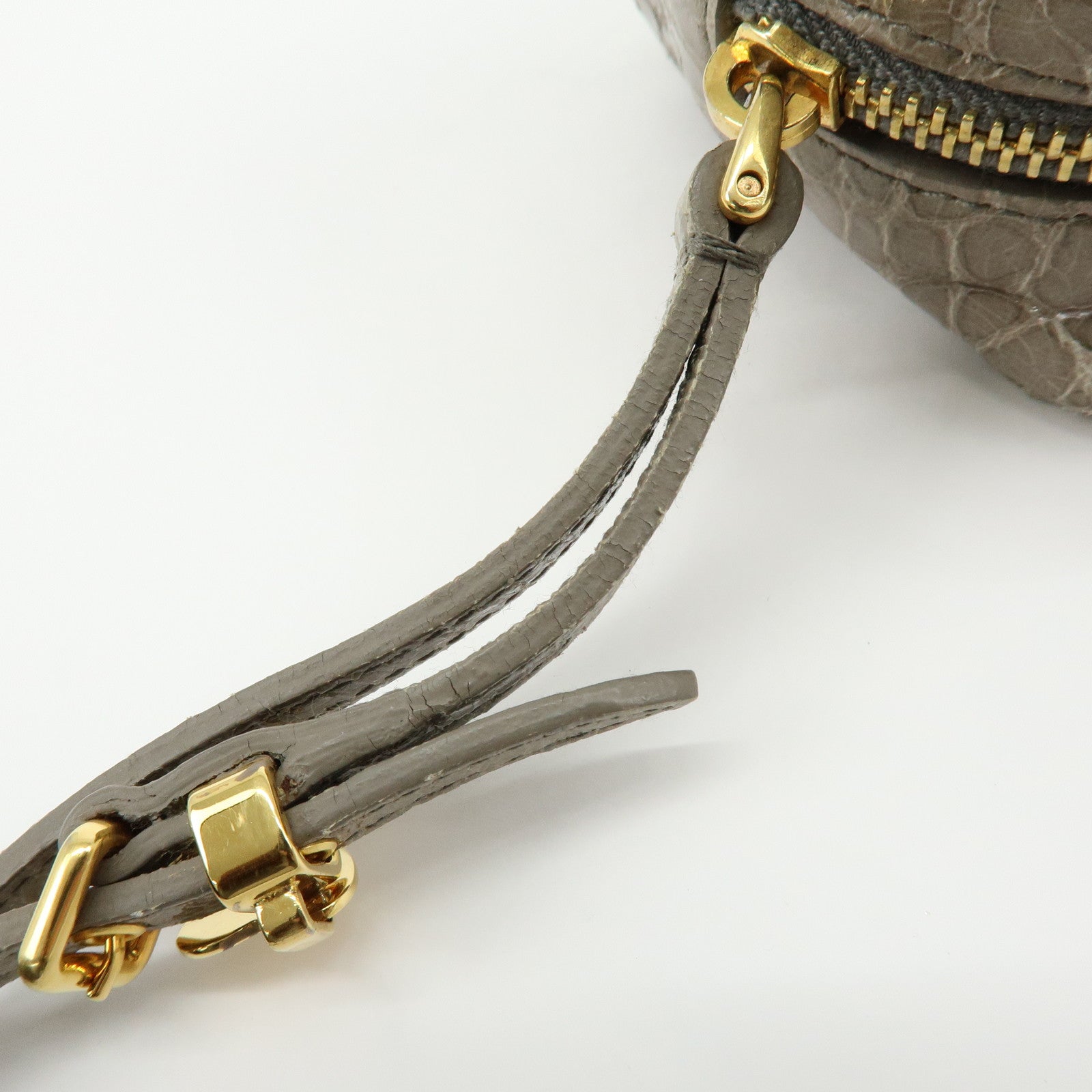 MIU MIU Embossed Leather Clutch Bag Wrist Bag Cosmetic Pouch Greige