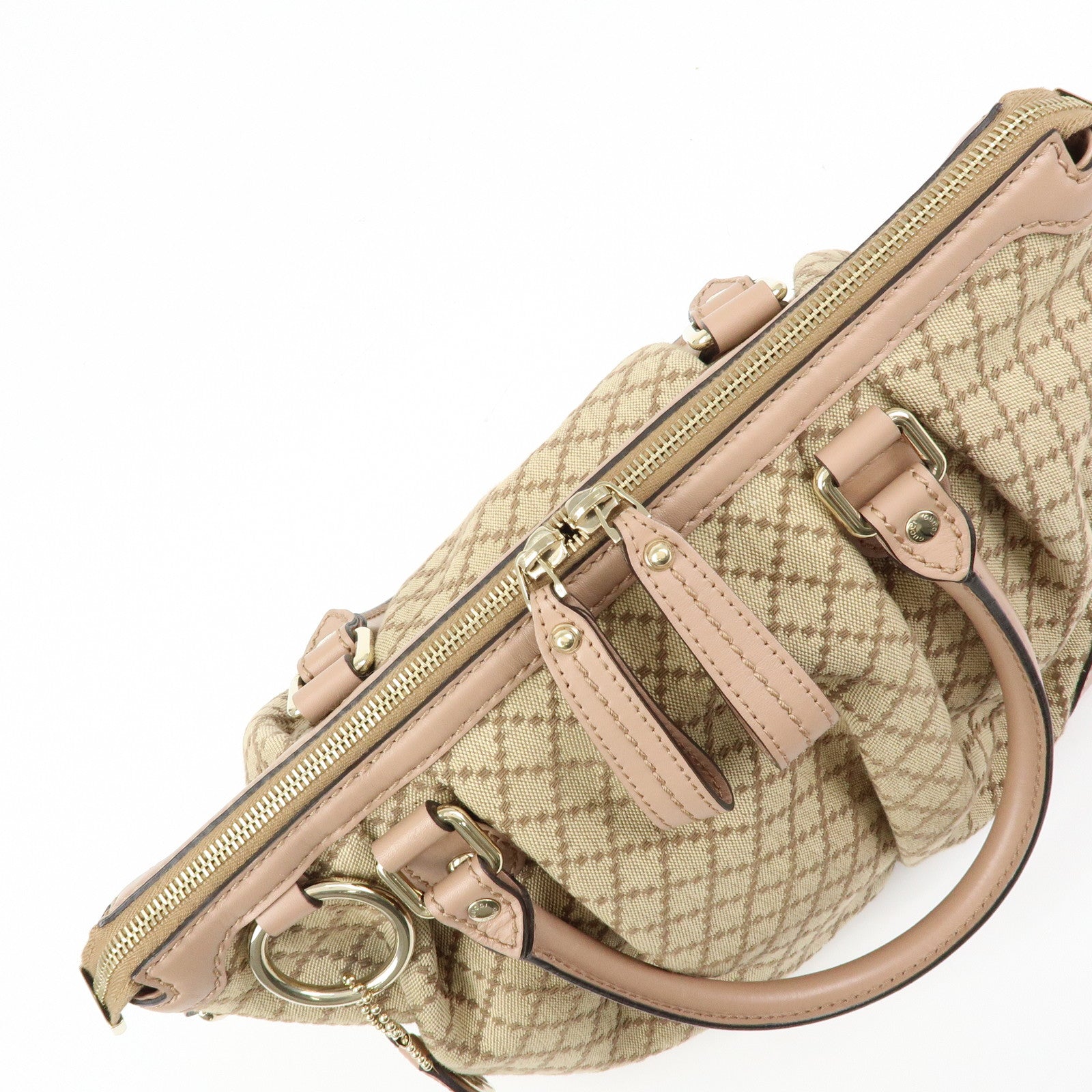 GUCCI Sukey Interlocking G Diamante 2Way Shoulder Bag Beige 247902