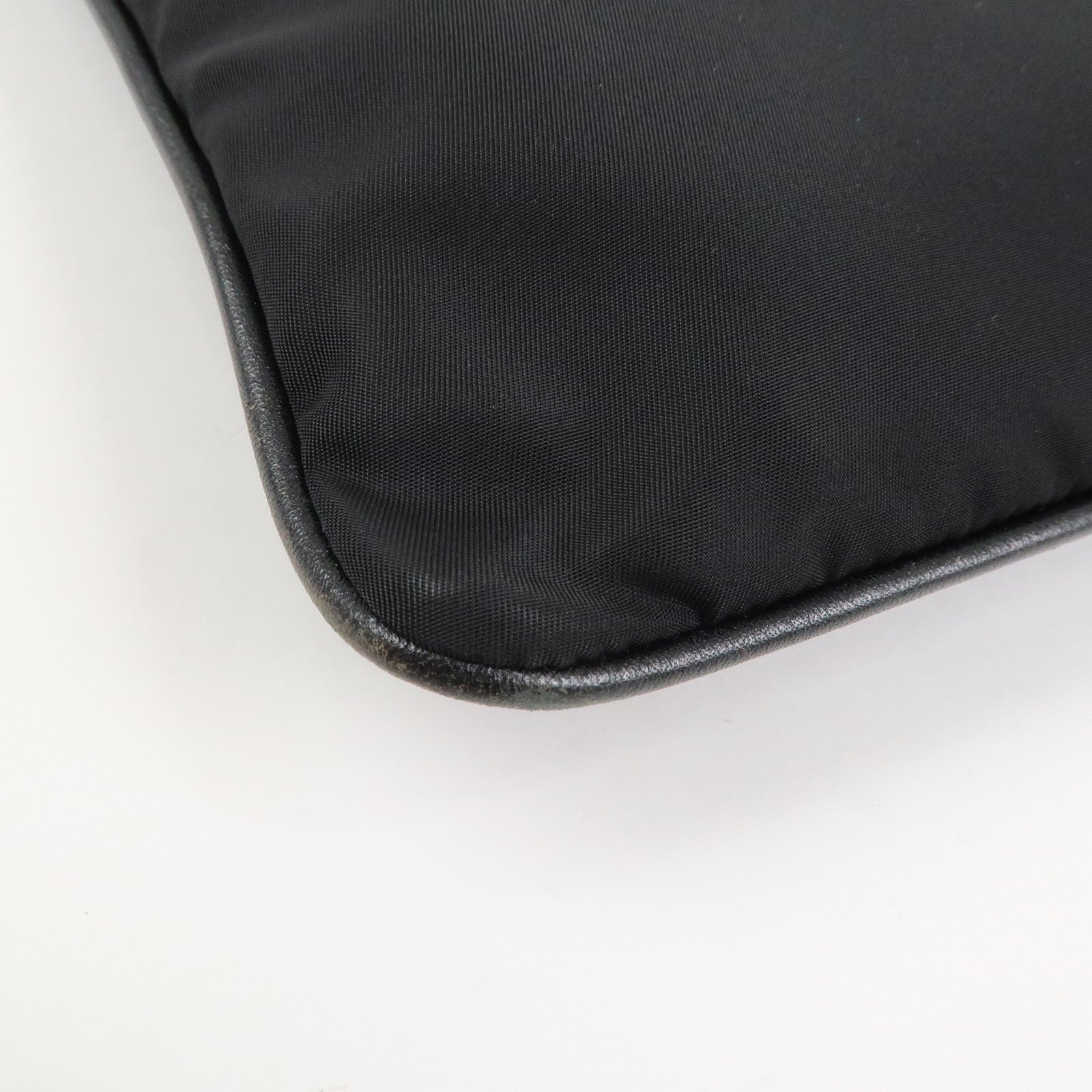 PRADA Triangle Logo Nylon Leather Shoulder Bag Black 1BH978