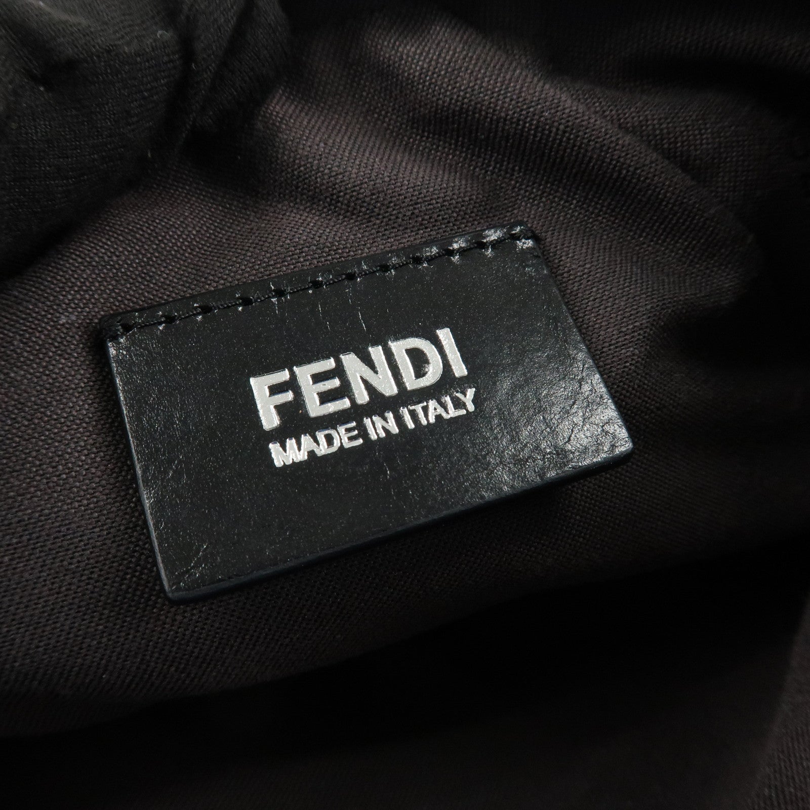 FENDI Zucchino Canvas Leather Chain Hand Bag Black Pink 8BR594 Used