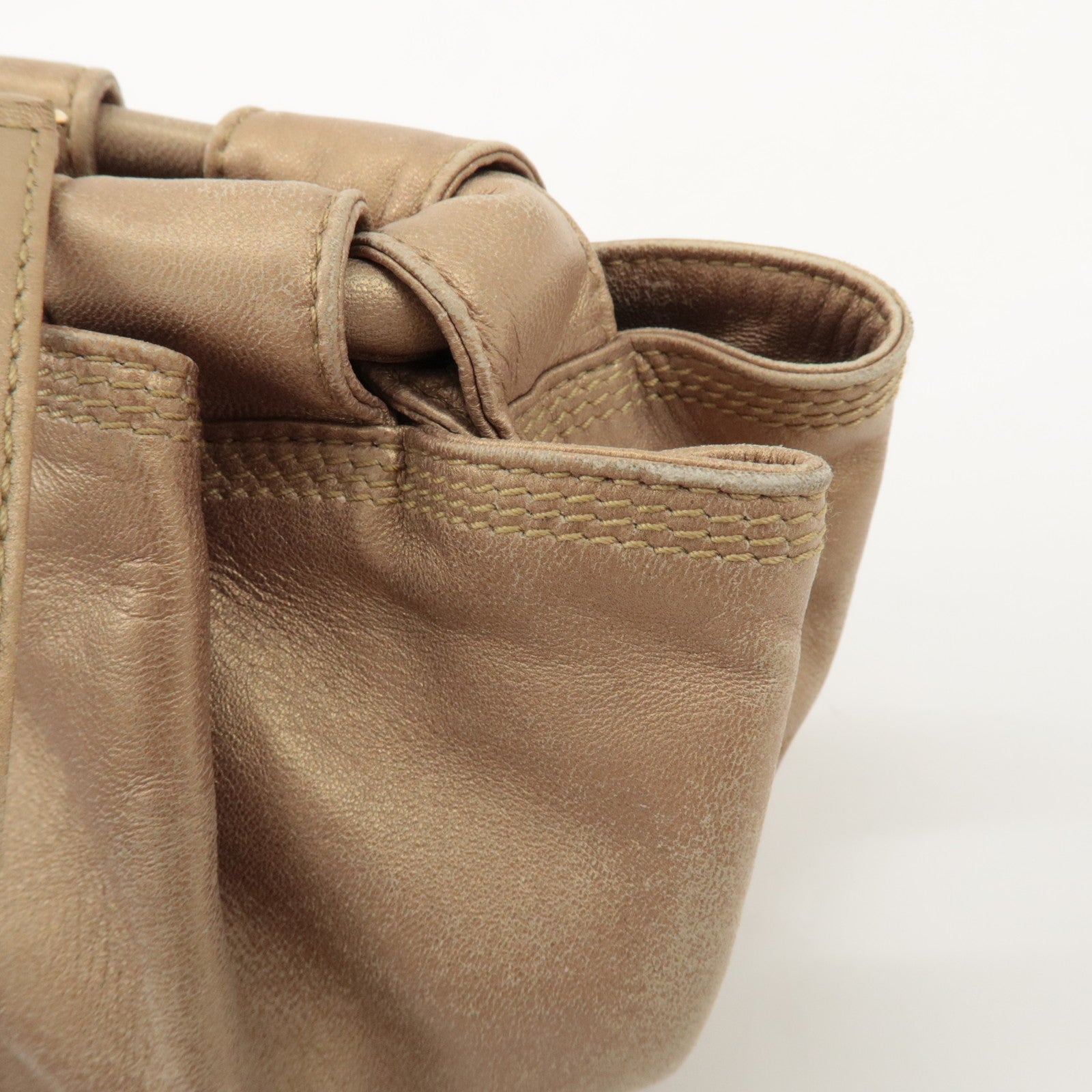 LOEWE Anagram Leather Mini Nappa Aire Hand Bag Tote Bag Gold Used