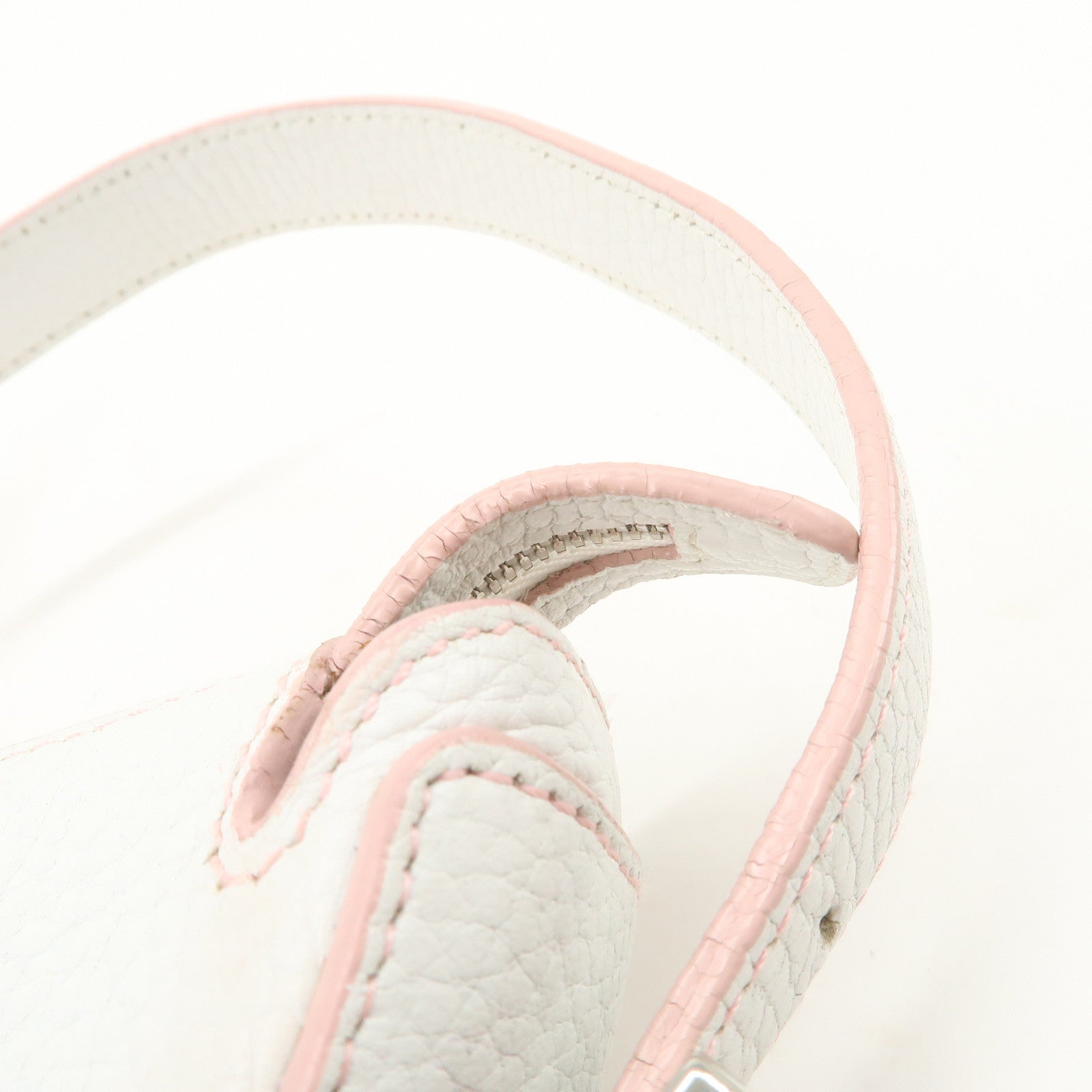 LOEWE Senda Leather Shoulder Bag Hand Bag Half Moon White