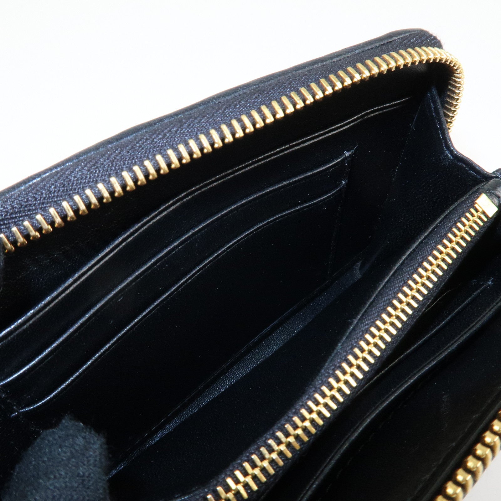 PRADA Nappa Leather Round Zippy Compact Wallet Black 1ML157 Used