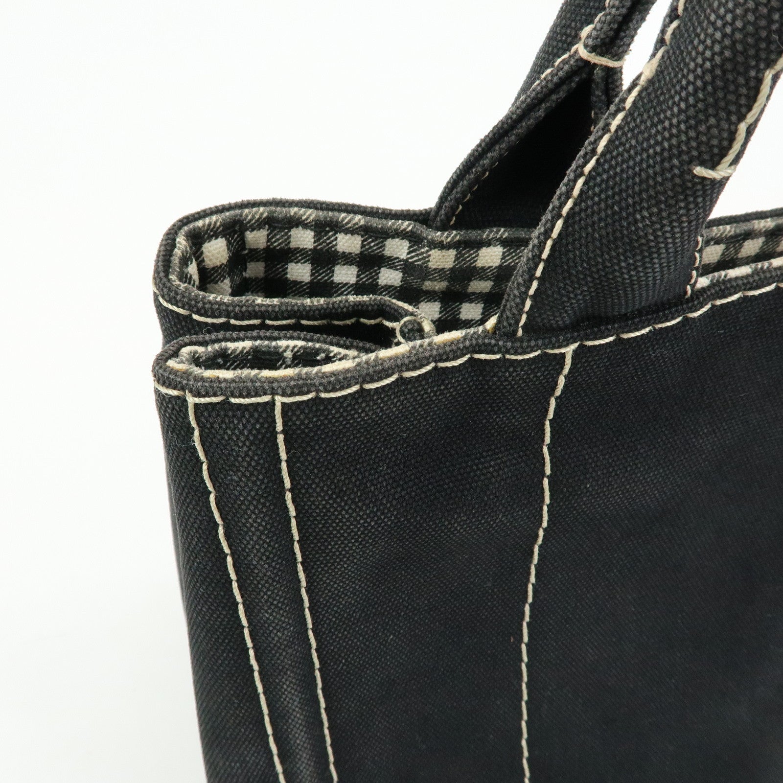 PRADA Canapa Mini Triangle Logo Canvas 2Way Hand Bag Black 1BG439