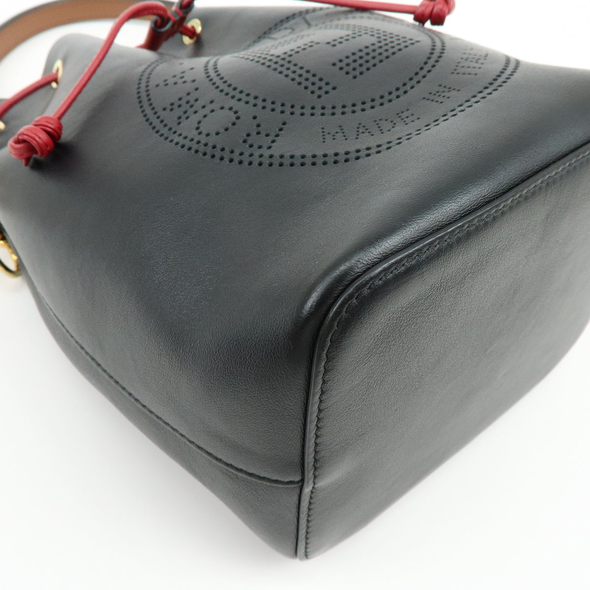 FENDI Mon Tresor Leather 2Way Bag Hand Bag Shoulder Bag Black Red