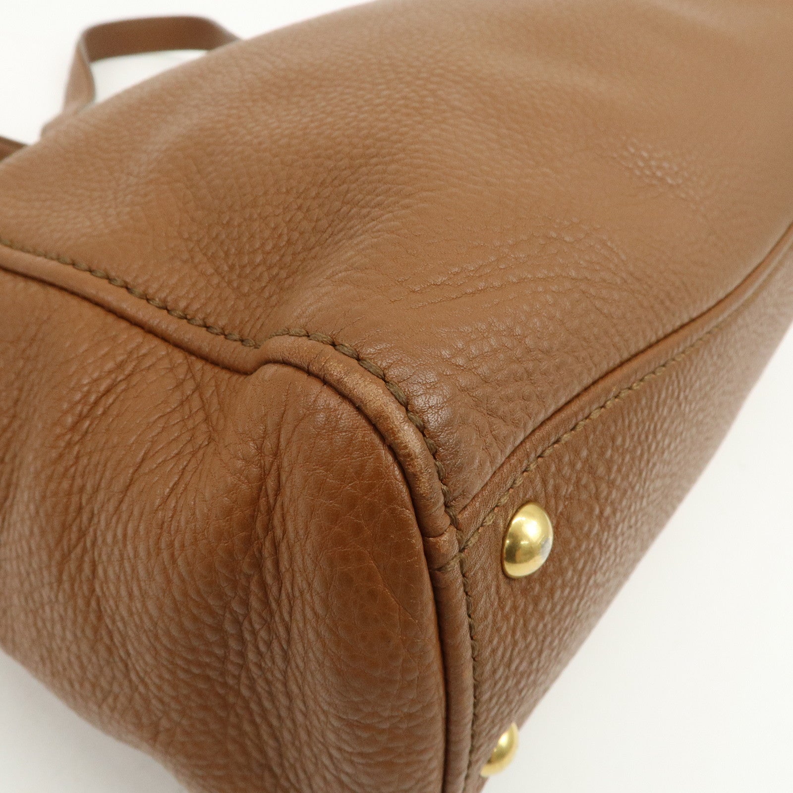 MIU MIU Logo Leather 2Way Bag Hand Bag Shoulder Bag Brown RN0761