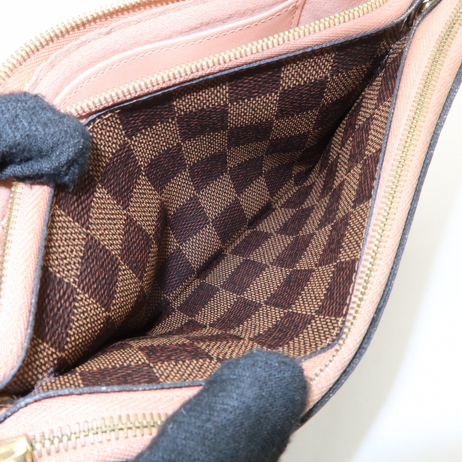 Louis Vuitton Damier Pochette Double Zip Shoulder Bag Brown N60254 Used