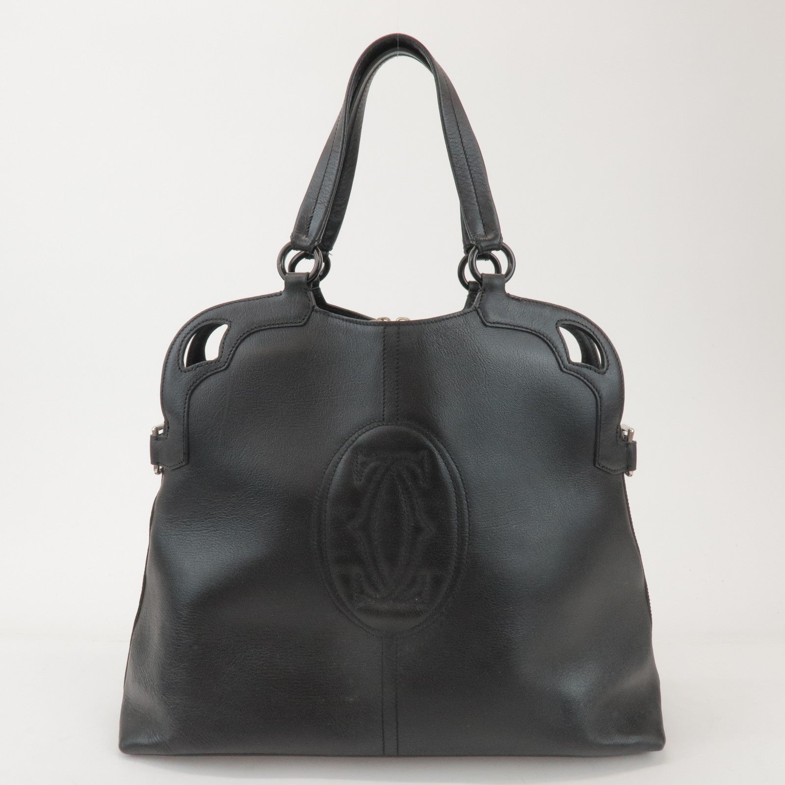 Cartier Must de Cartier Leather Hand Bag Tote Bag Black