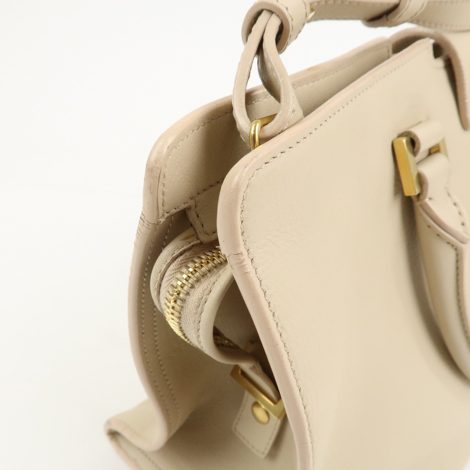 SAINT LAURENT PARIS Leather Petit Cabas Y 2WAY Bag Beige 311210