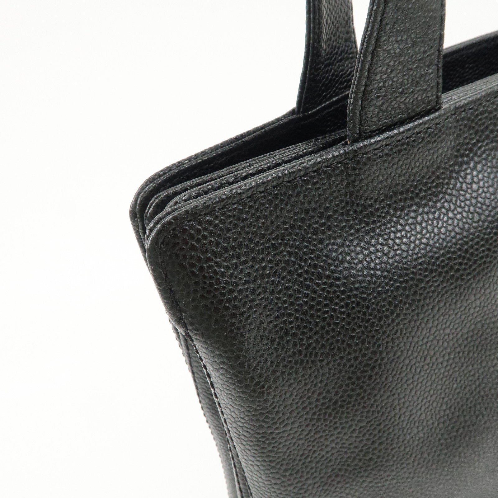 CHANEL COCO Mark Caviar Skin Tote Bag Hand Shoulder Bag Black Used