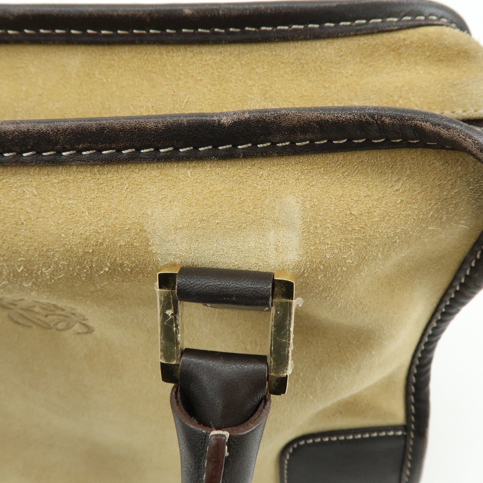 LOEWE Anagram Suede Leather Amazona 28 Hand Bag Brown