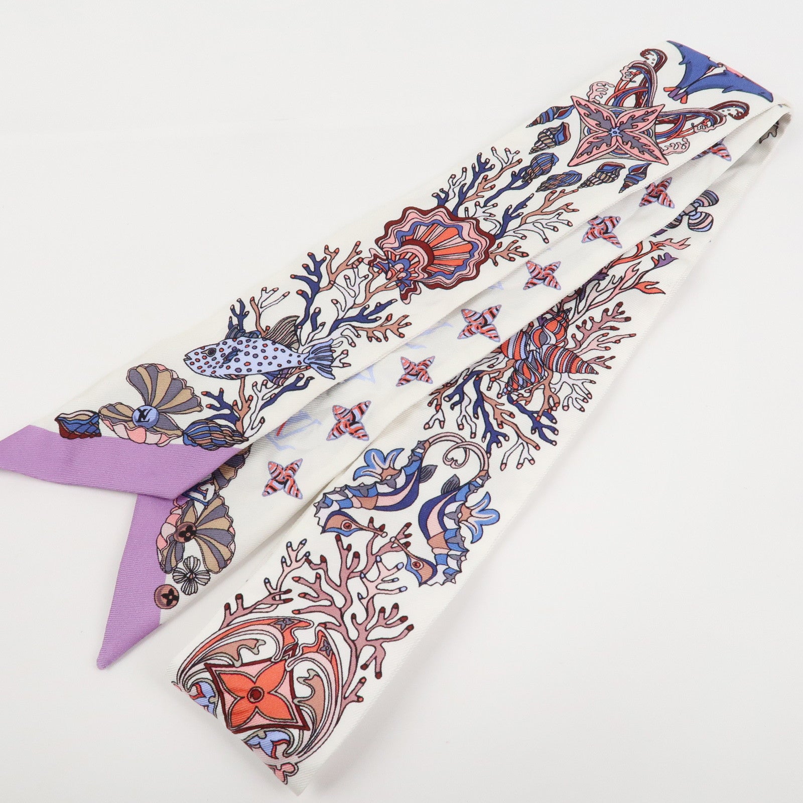 Louis Vuitton Sea of Love Bandeau BB Silk 100% Scarf White M73873