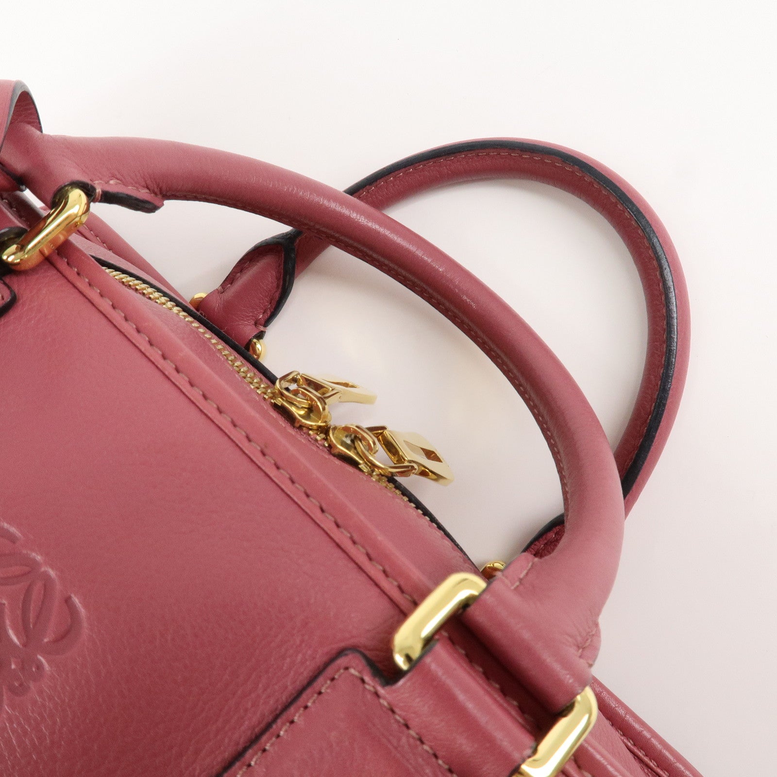 LOEWE Anagram Amazona 28 Leather Hand Bag Pink Used