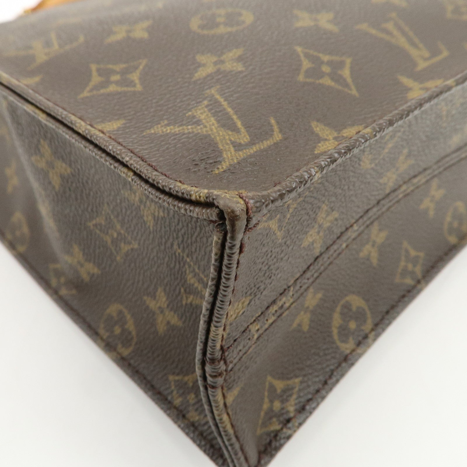 Louis Vuitton Monogram Sac Plat Tote Bag Hand Bag Brown M51140