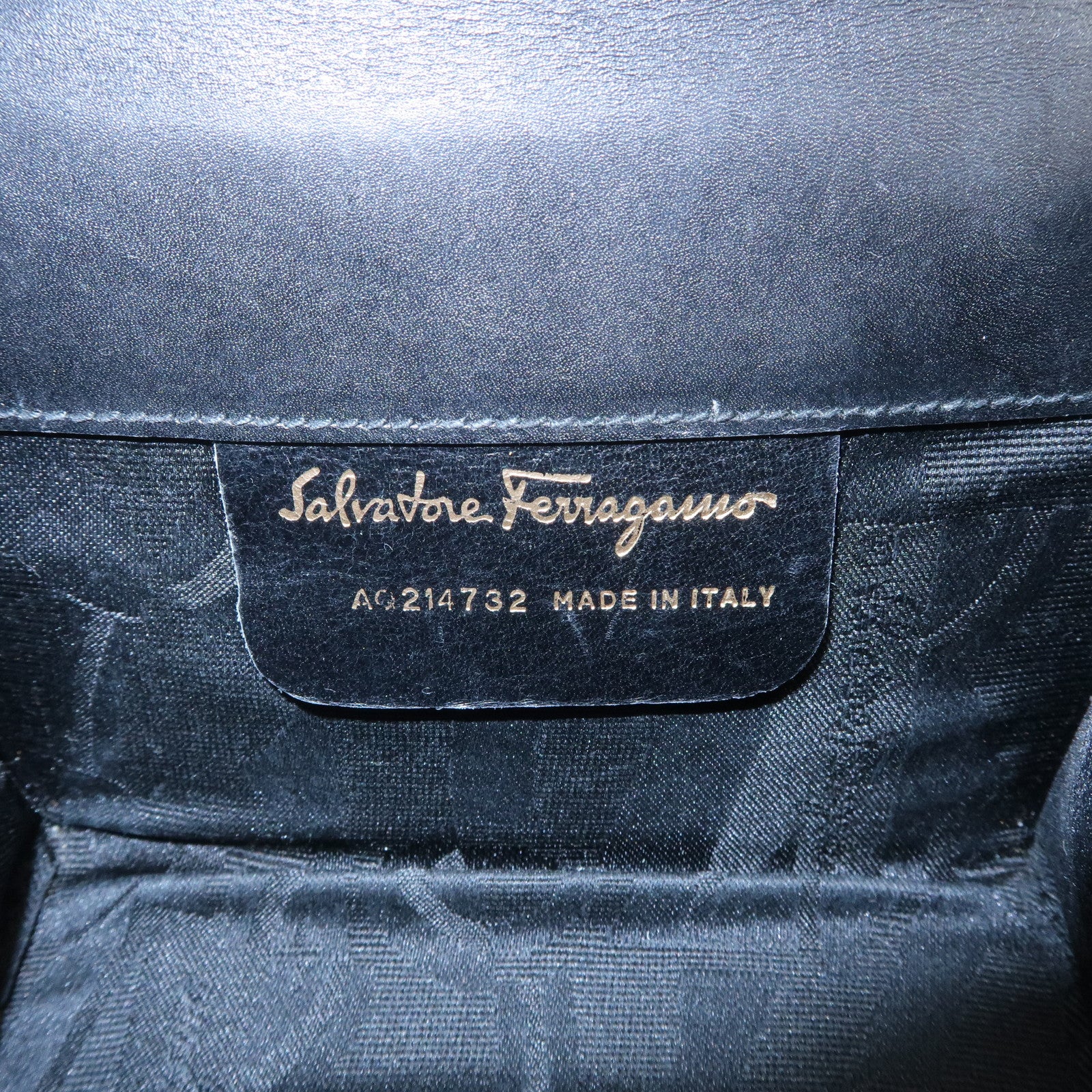 Ferragamo Gancini Embossed Leather Chain Shoulder Bag Black