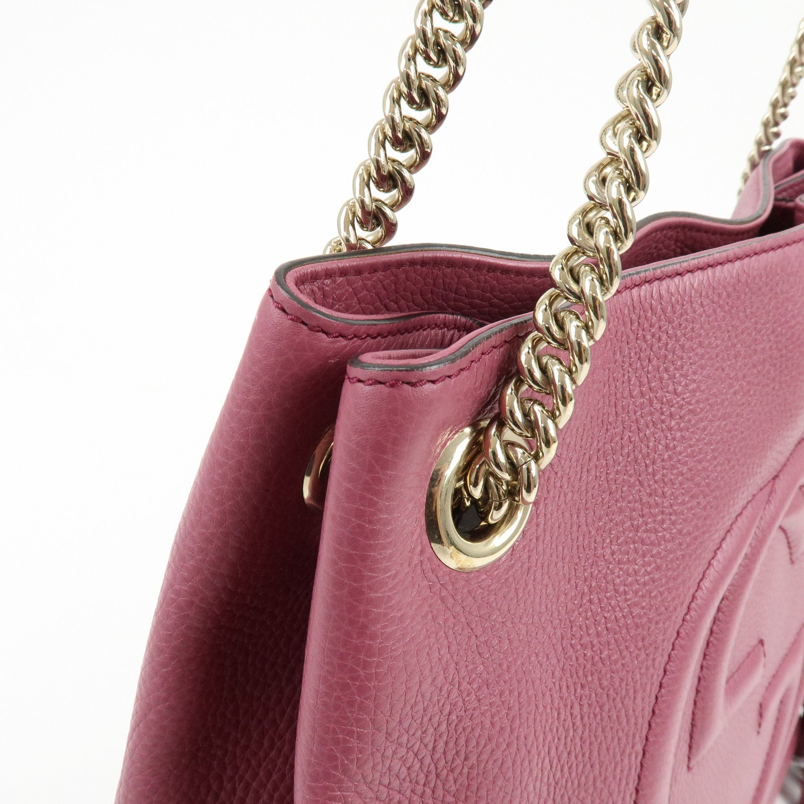 GUCCI SOHO Interlocking G Leather Chain Shoulder Bag Purple 308982