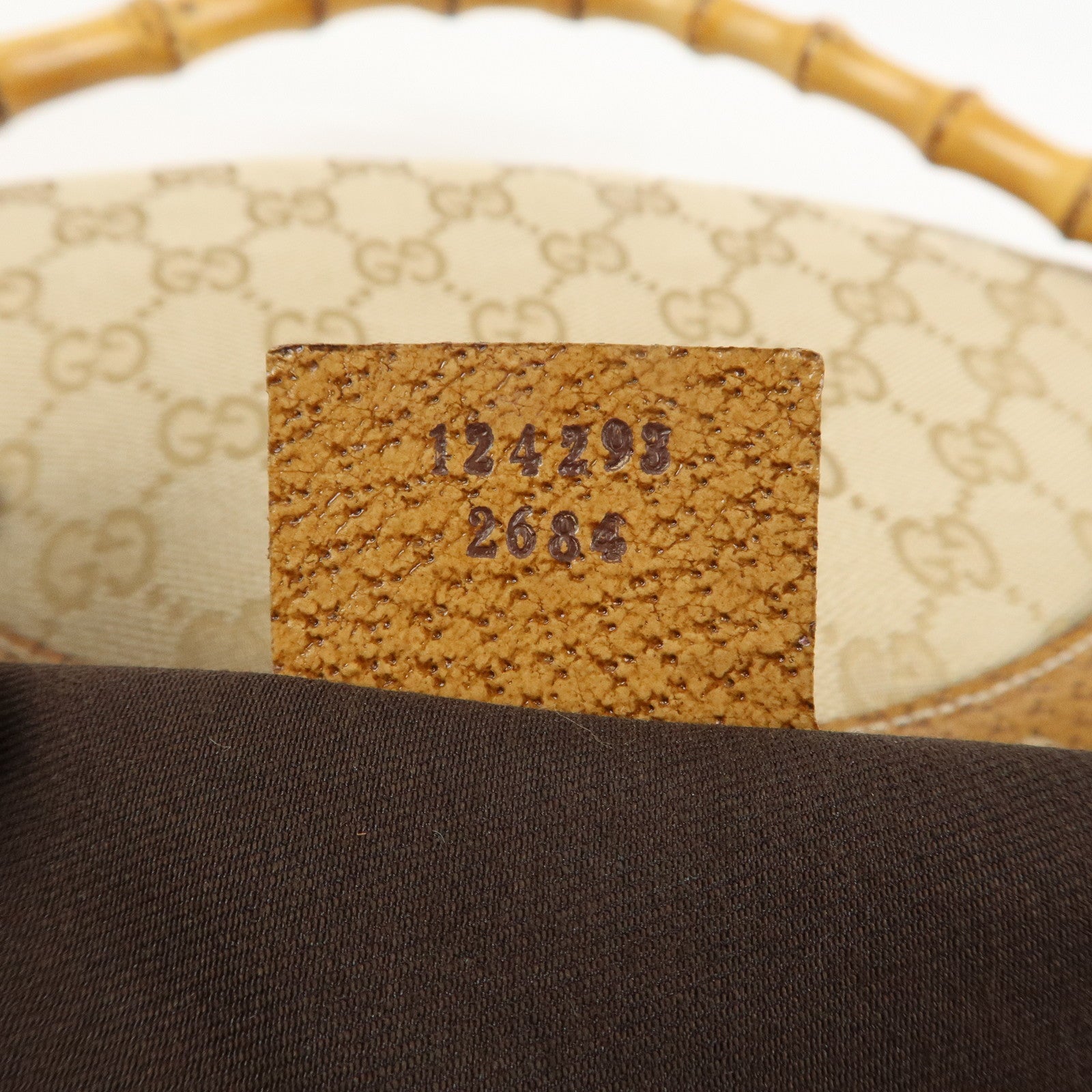 GUCCI Bamboo GG Canvas Leather Shoulder Bag Hand Bag Beige 124293