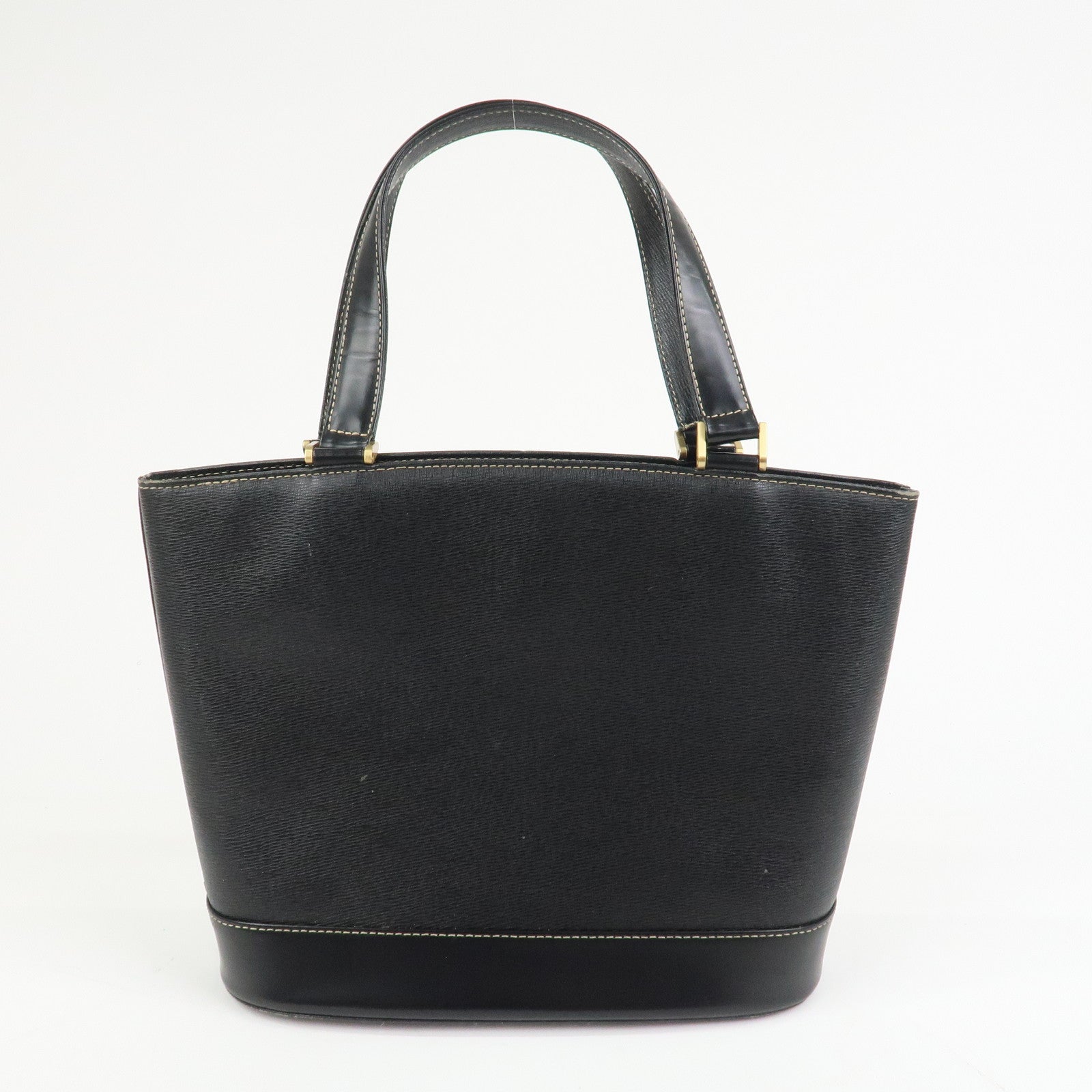 BURBERRY Logo Leather Tote Bag Shoulder Bag Hand Bag Black