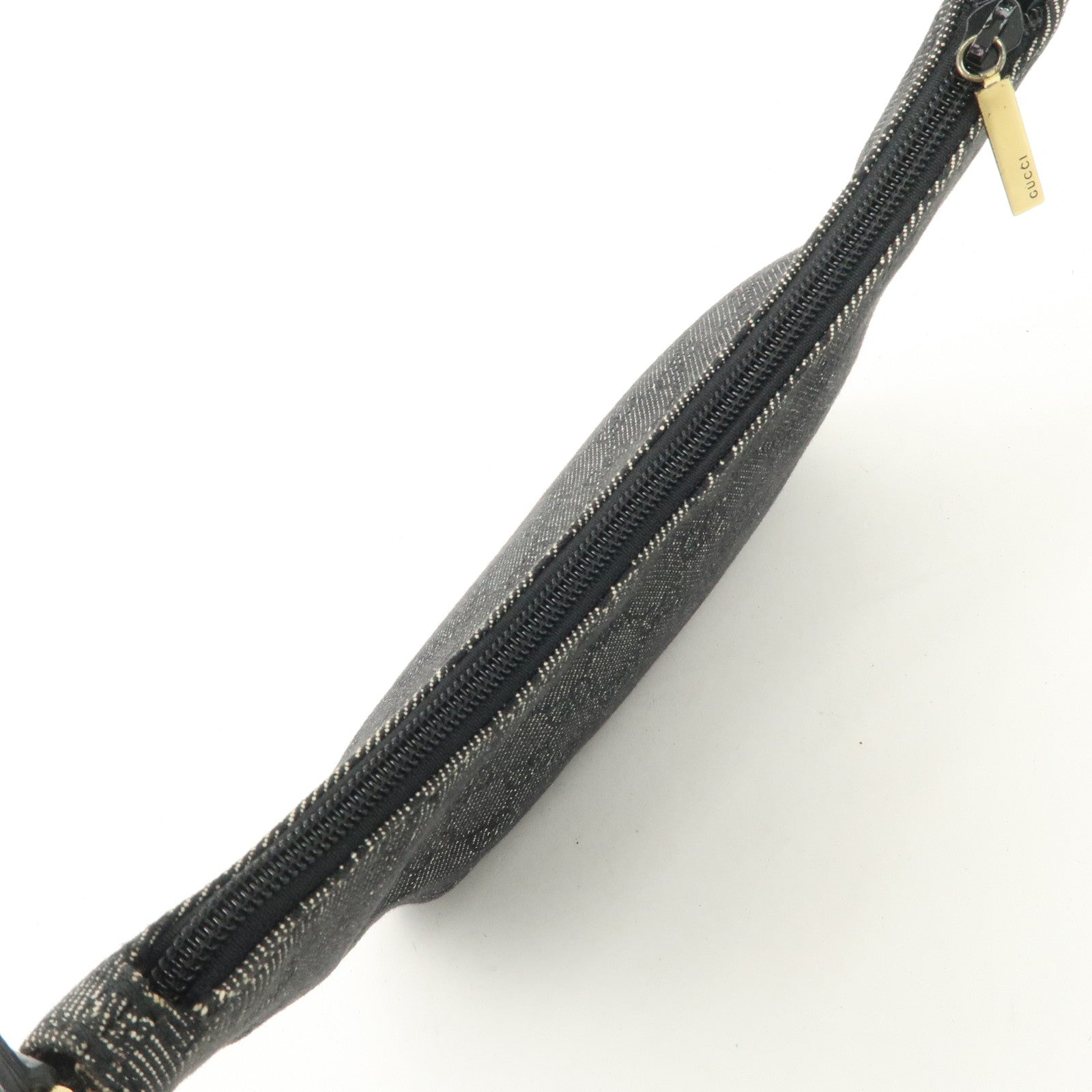 GUCCI GG Canvas Hand Bag Shoulder Bag Black Gold HDW 32160 Used