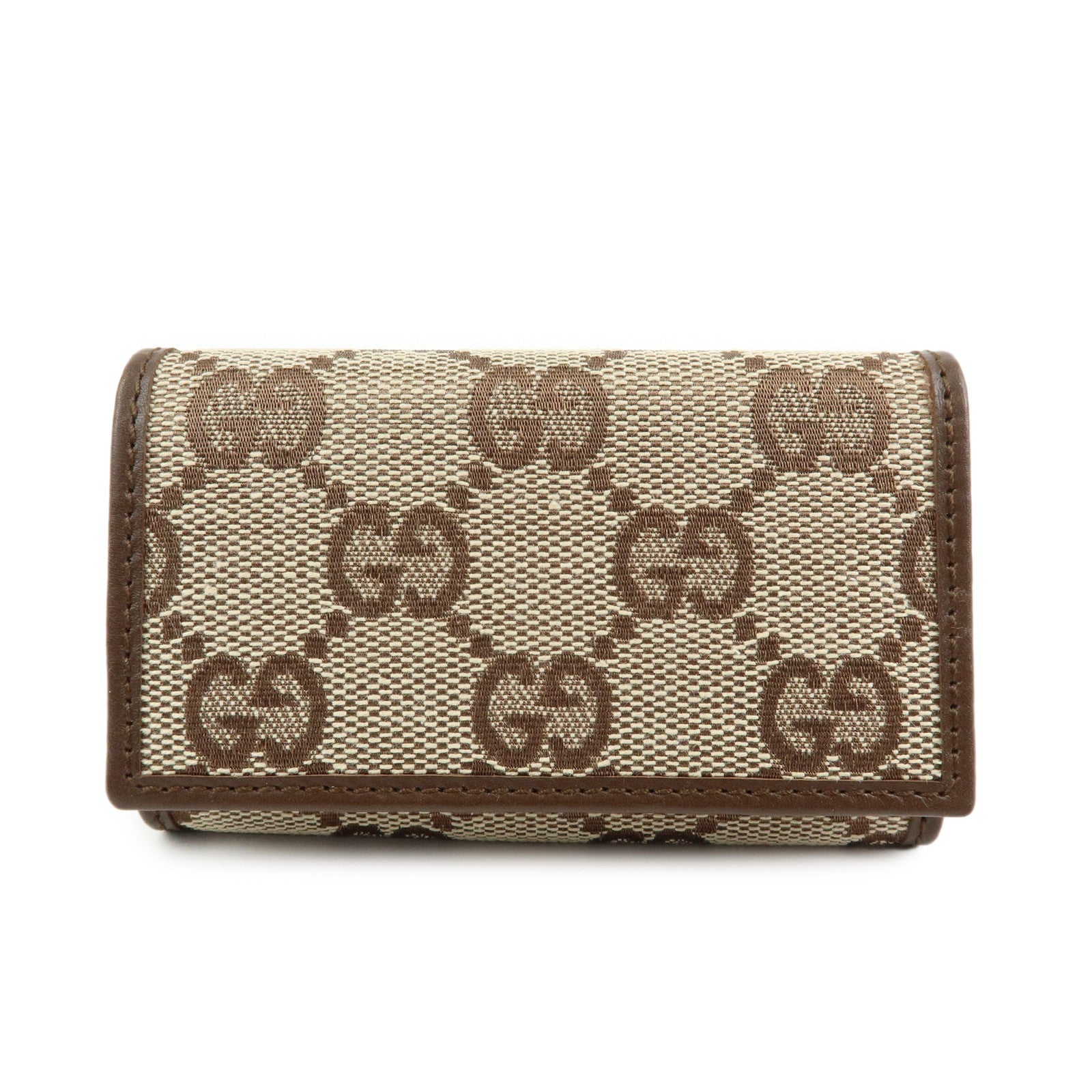 GUCCI GG Canvas Leather 6 Ring Key Case Beige Brown