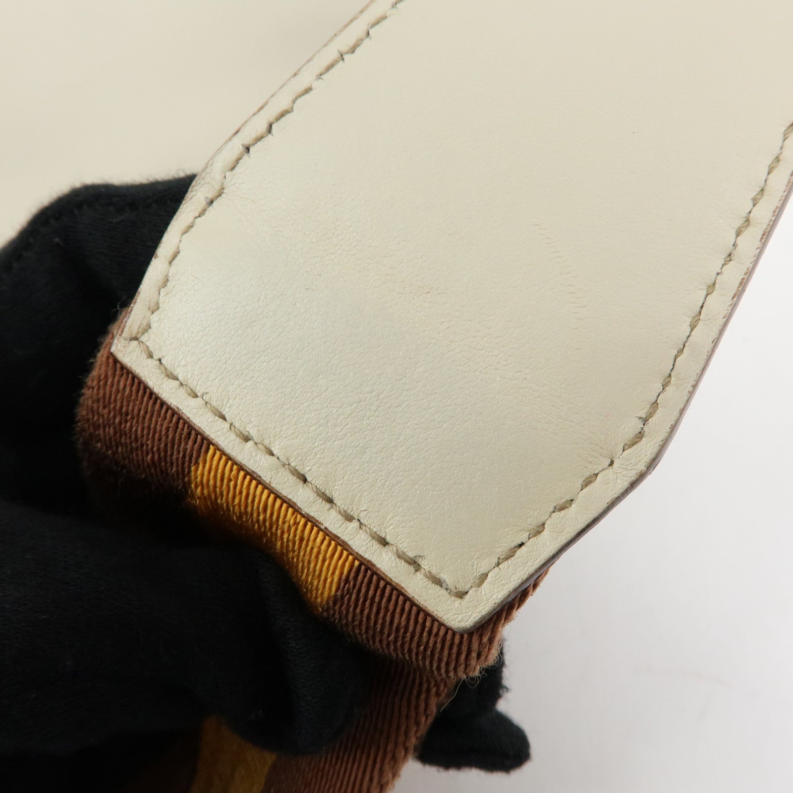 GUCCI Sherry Leather Shoulder Bag Hand Bag Ivory 154401