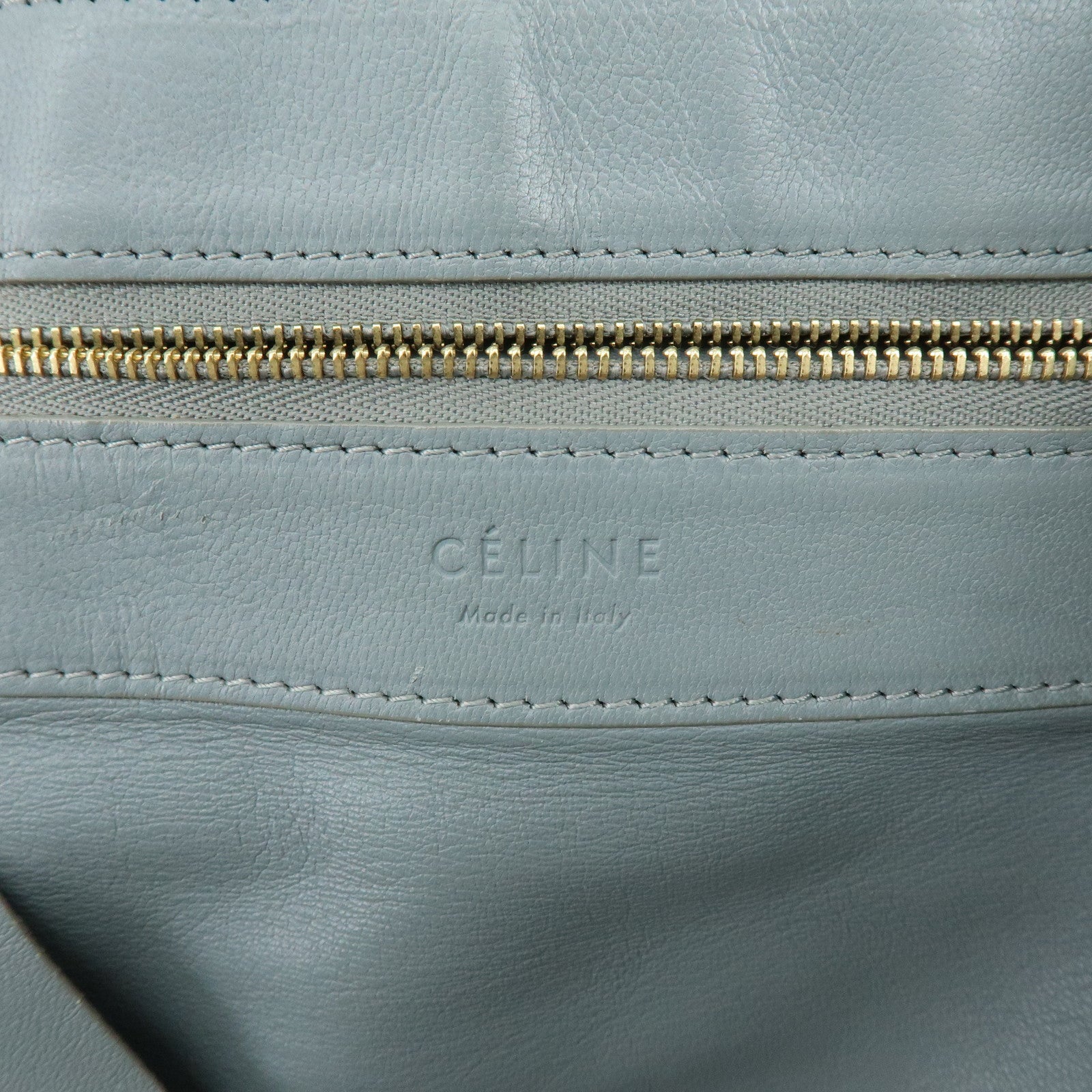CELINE Horizontal Cabas Leather Tote Bag Shoulder Bag Light Blue