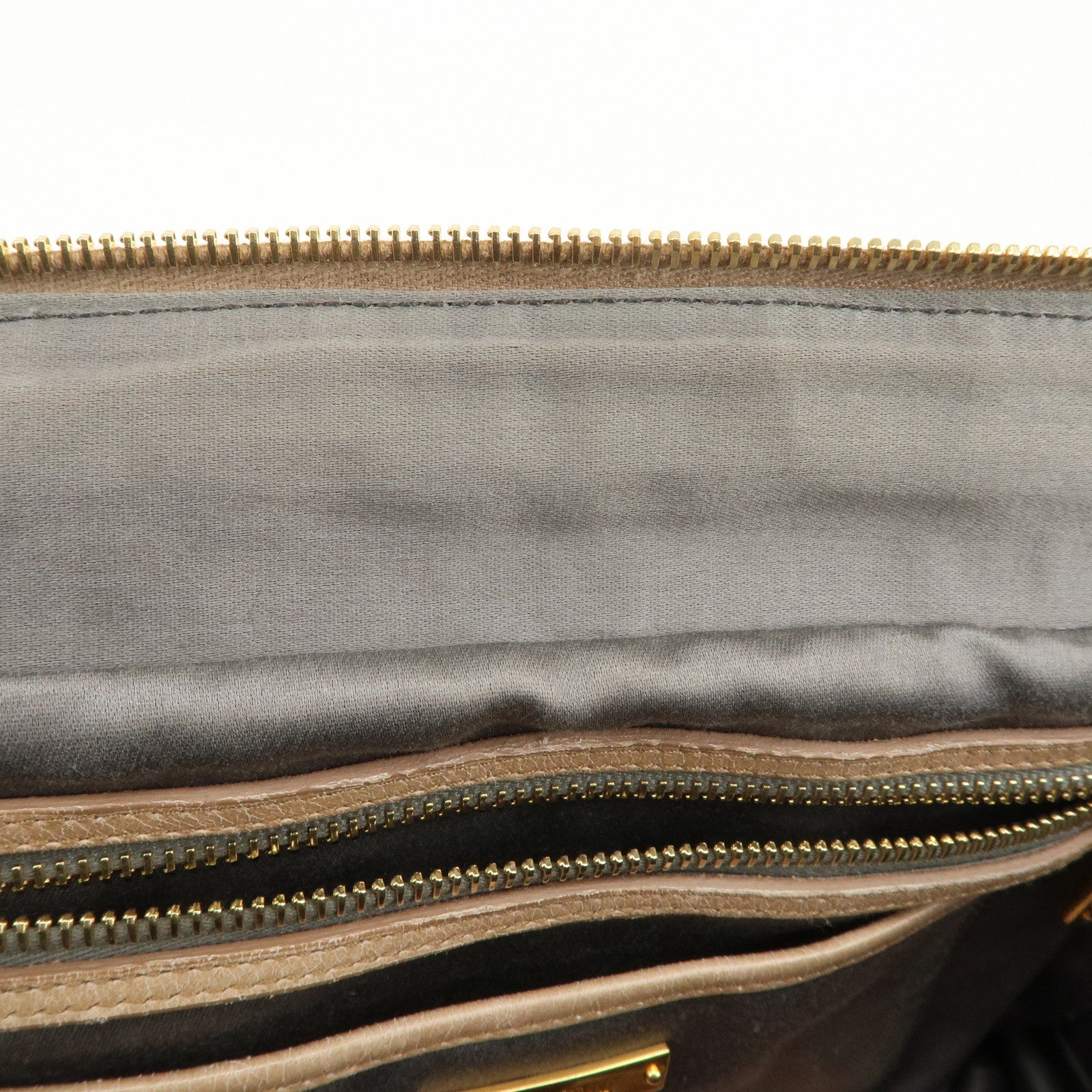 MIU MIU Leather 2Way Bag Hand Bag Shoulder Bag Light Brown RL0048