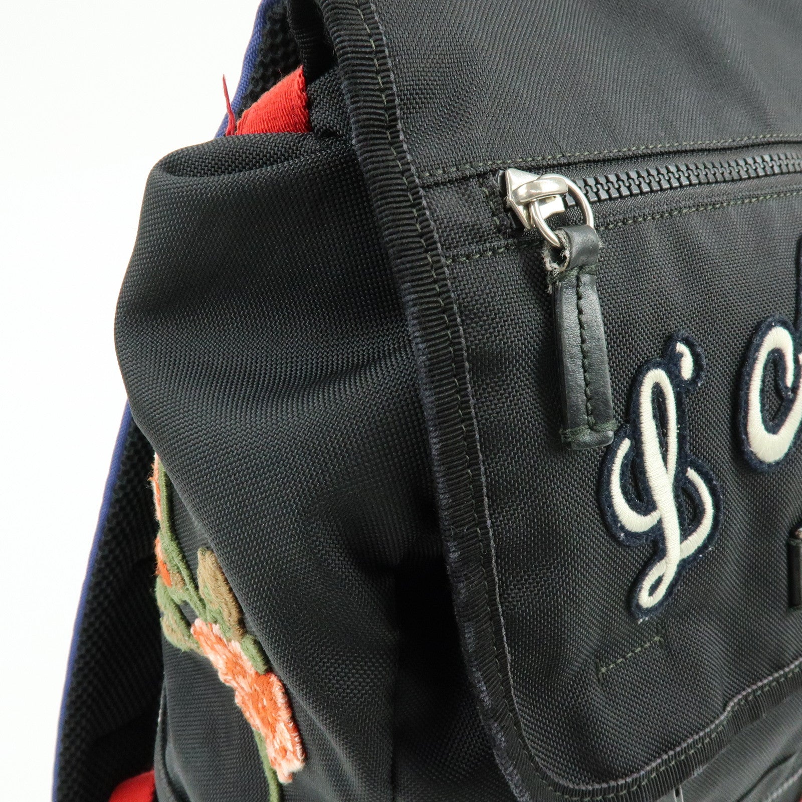 GUCCI Sherry Cat Head Embroidery Tiger Canvas Backpack Black 450982