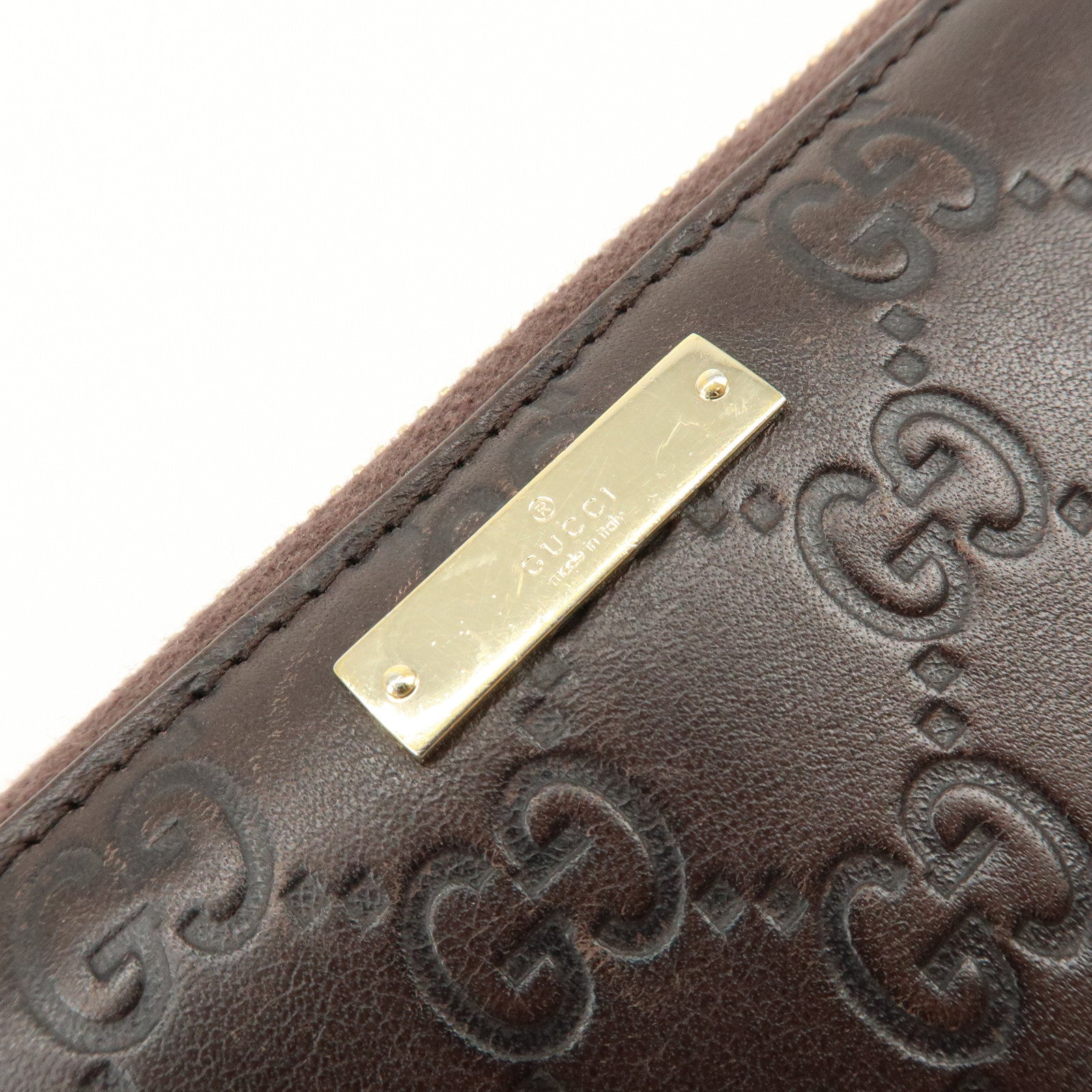 GUCCI Guccissima Leather Round Zippy Long Wallet Dark Brown 112724