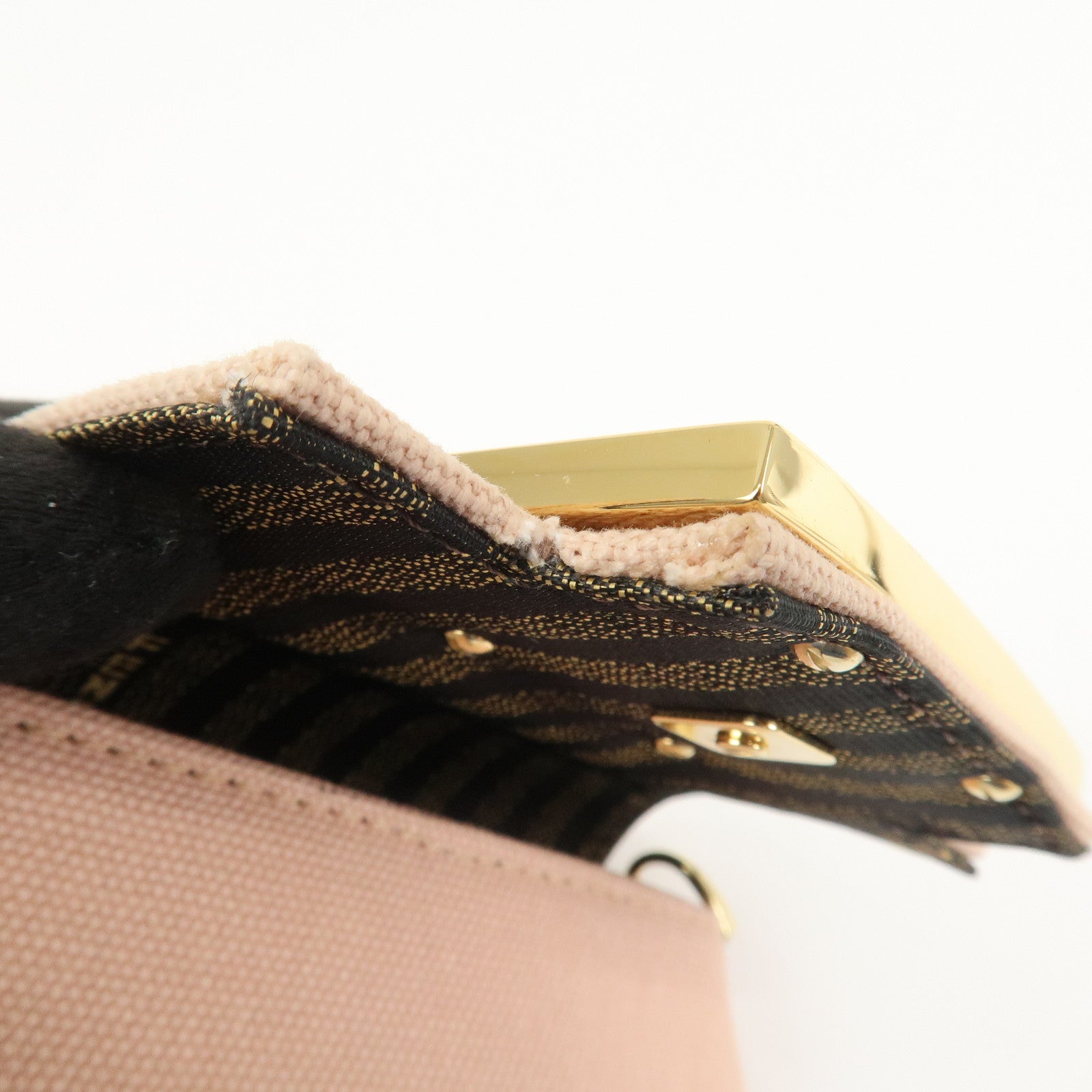 FENDI Zucca Nano Baguette Canvas Leather Chain Shoulder Bag 7AS045