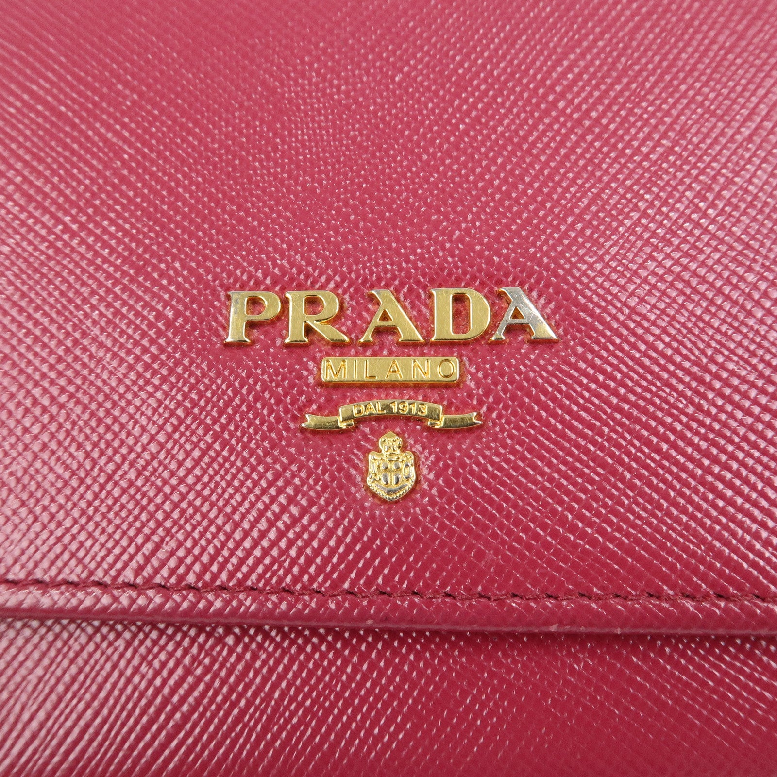 PRADA Logo Saffiano Leather Shoulder Long Wallet Pink 1M1437