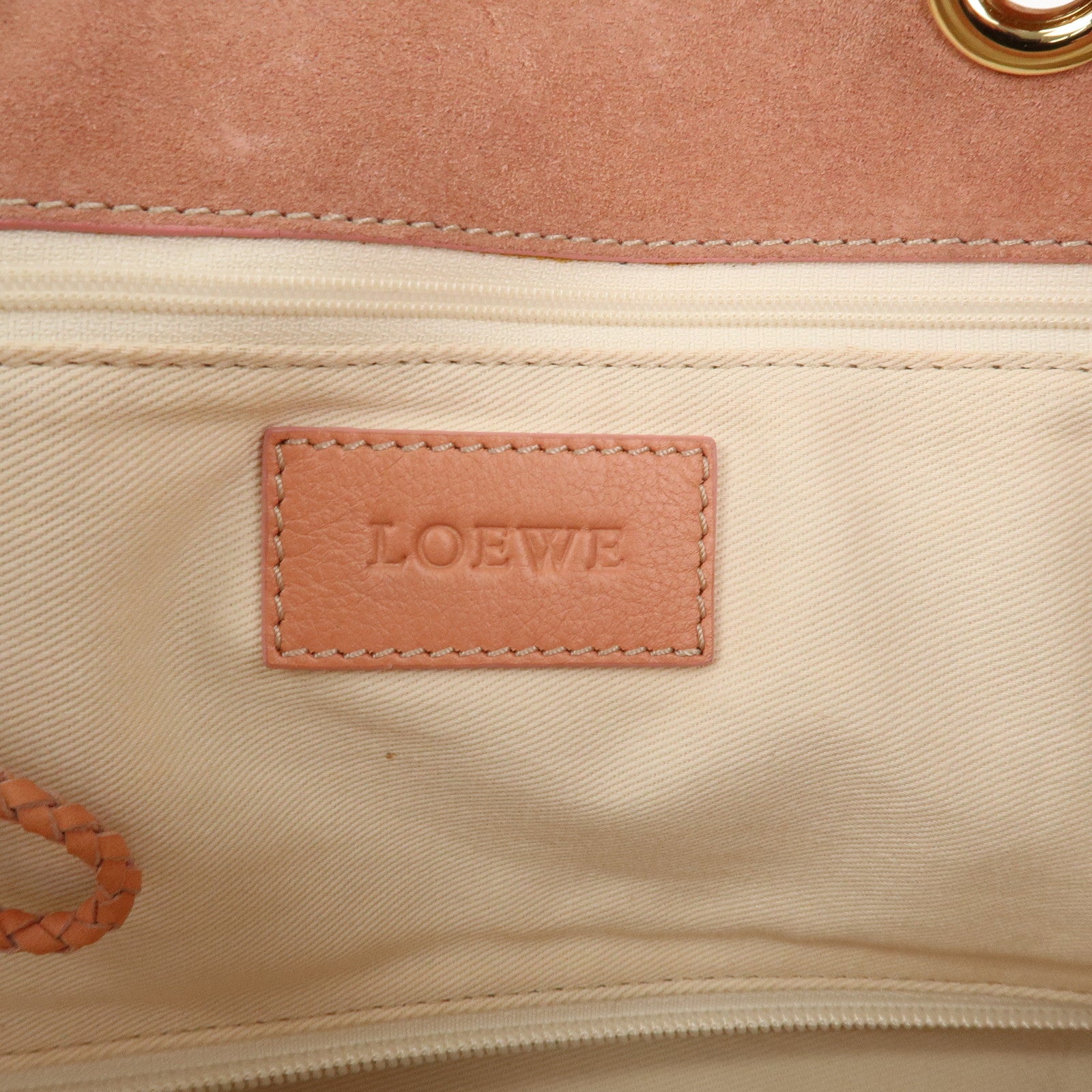 LOEWE Suede Leather Shopper Tote Bag Shoulder Bag Pink