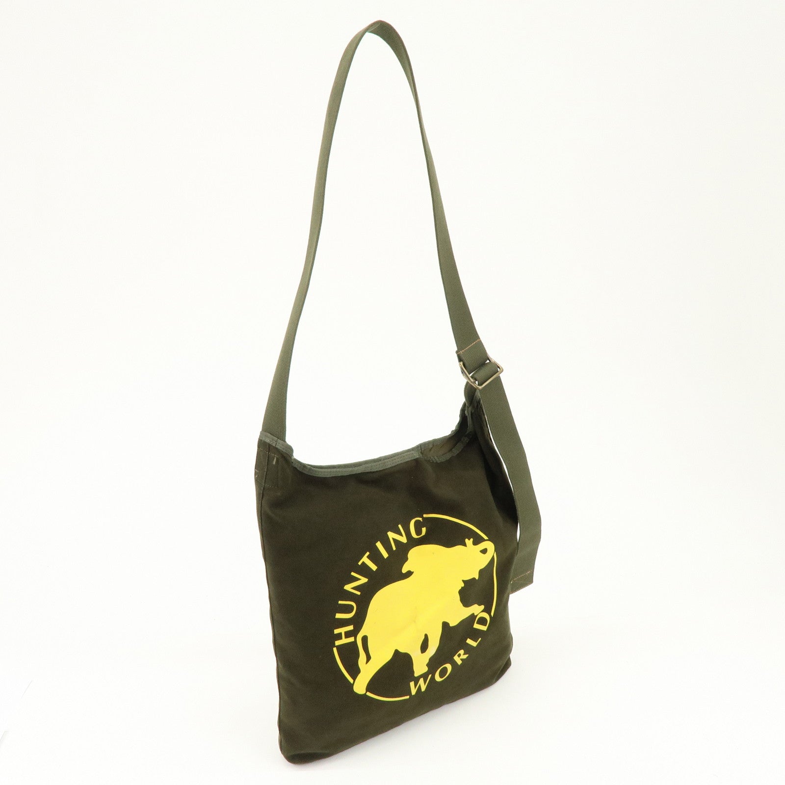 HUNTING WORLD Suede Canvas Shoulder Bag Crossbody Bag Khaki Yellow