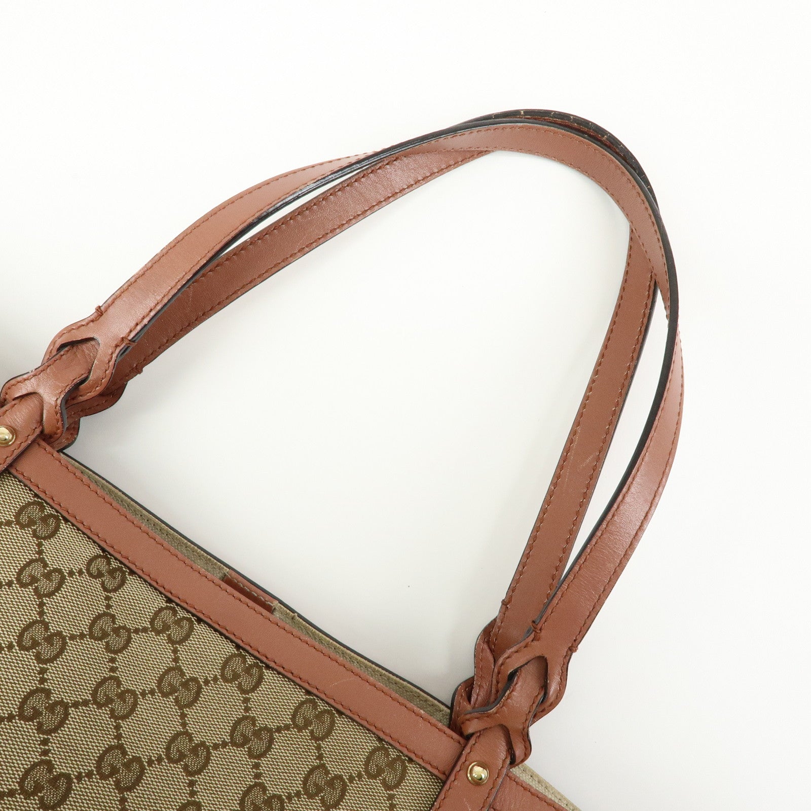 GUCCI GG Canvas Leather Tote Bag Shoulder Bag Beige Pink 247209