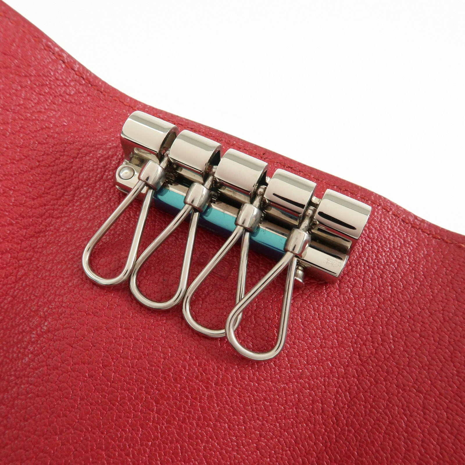 HERMES Sellier Etui Cles 4 Chevre Leather Key Case Key Holder Pink