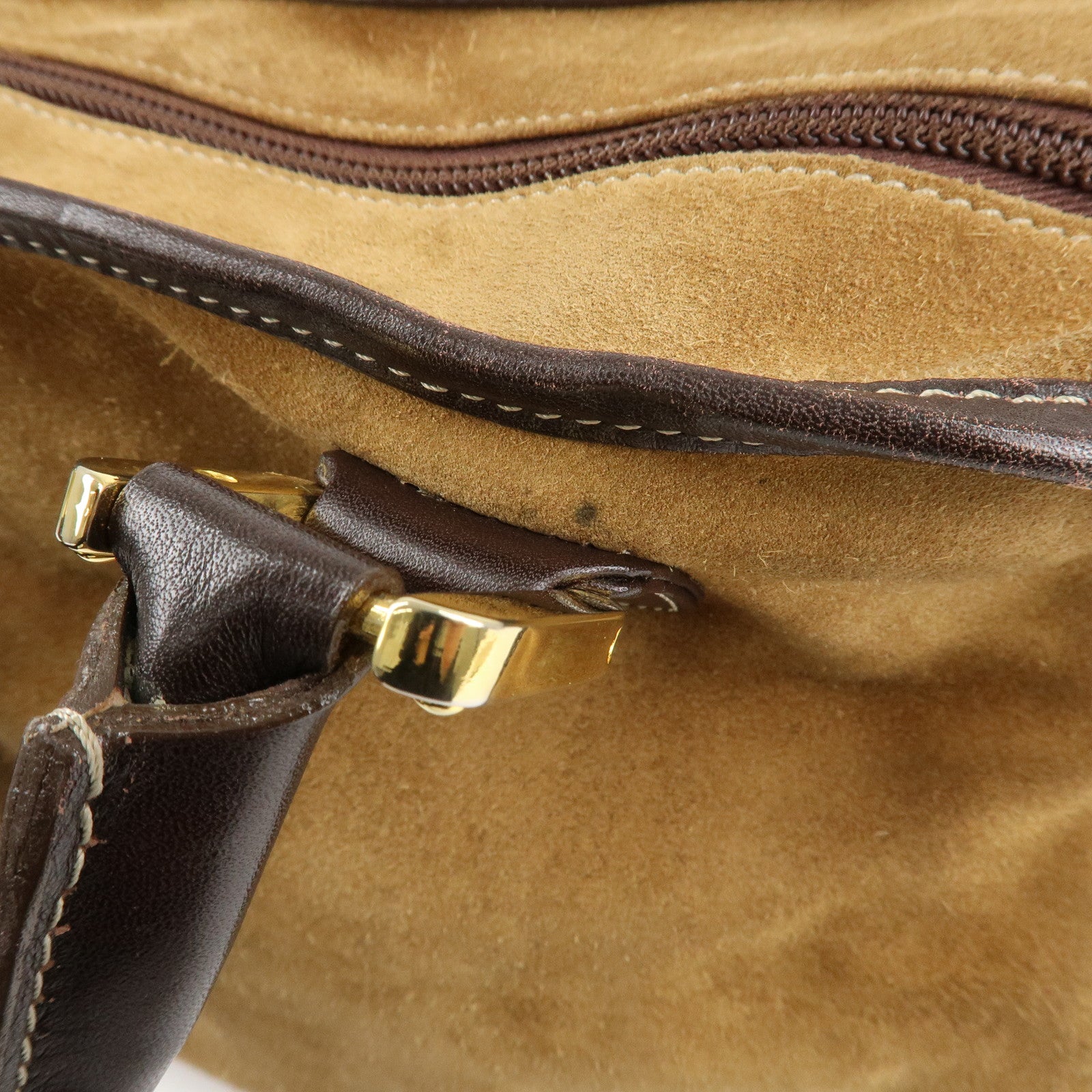 LOEWE Anagram Suede Leather Amazona 35 Brown Hand Bag Boston Bag Used