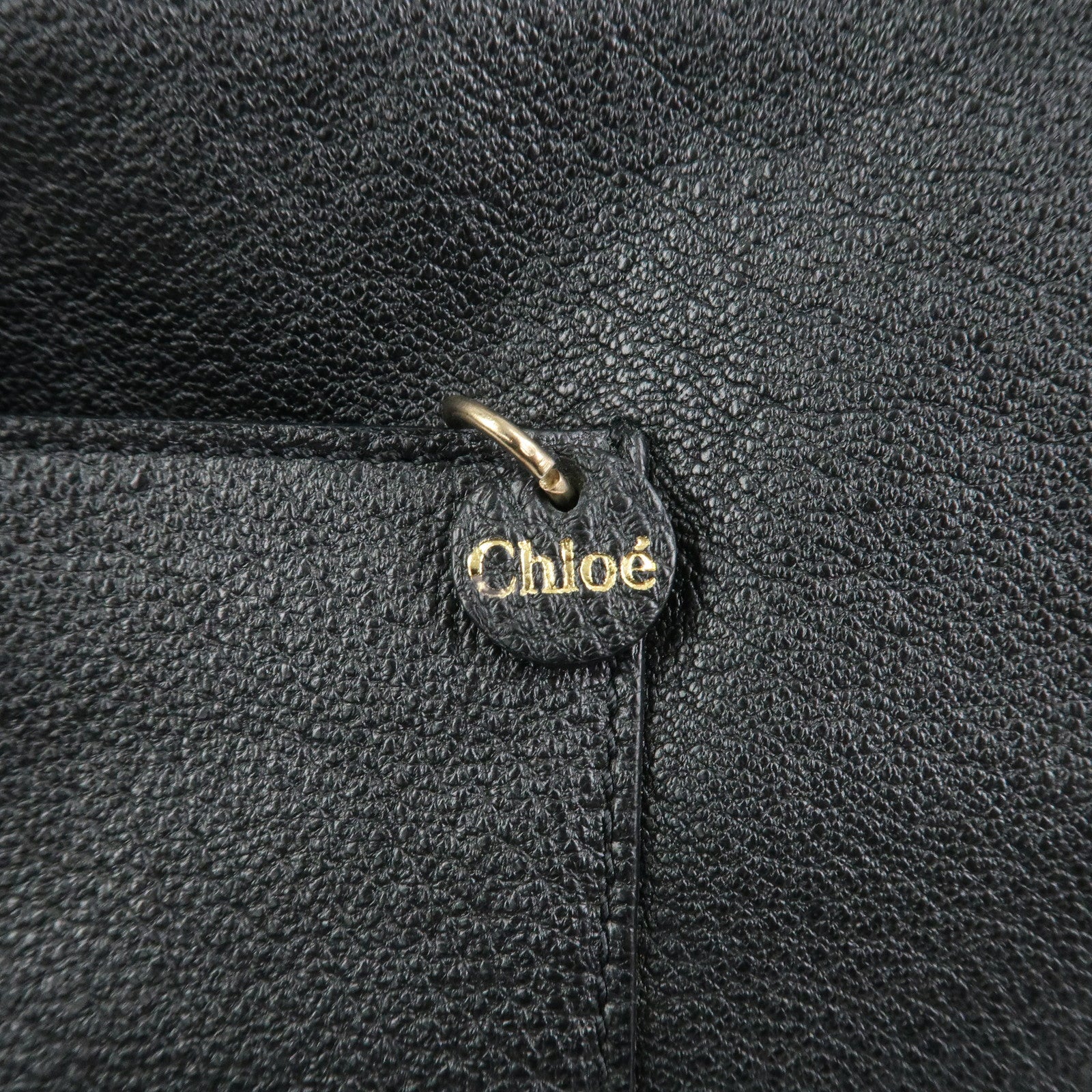 Chloe Leather Rhinestone Clutch Bag Hand Bag Black