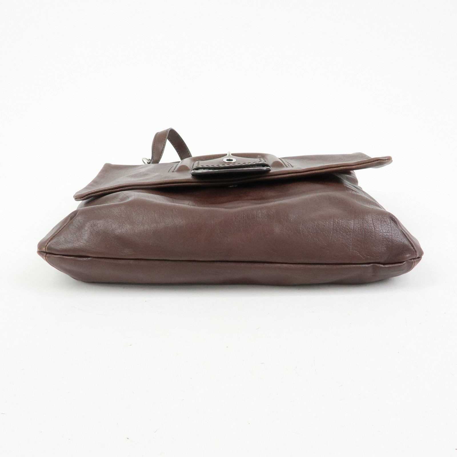 TOD'S Leather Belt Accent Flap Shoulder Bag Crossbody Bag Brown