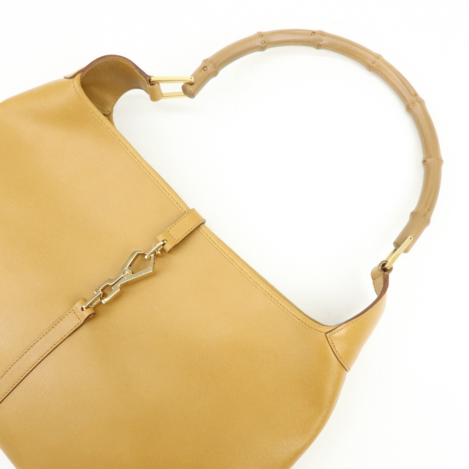 GUCCI Bamboo Jackie Leather Shoulder Bag Hand Bag Yellow 001 4061
