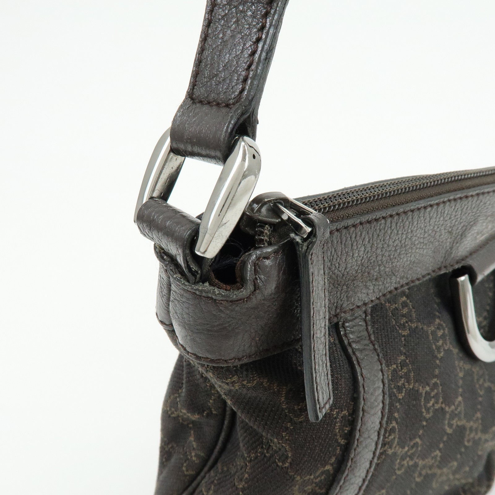 GUCCI Abbey GG Canvas Leather Shoulder Crossbody Bag Brown 265691