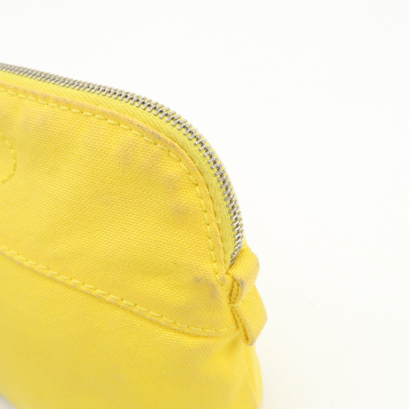 HERMES Canvas Leather Bolide Set of 3 Pouch Yellow Pink Gray