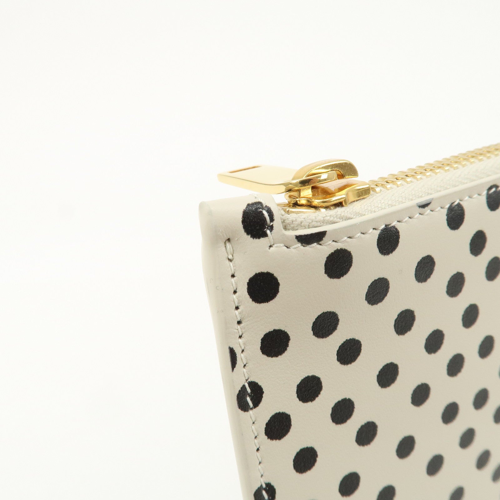 SAINT LAURENT PARIS Leather Clutch Bag Second Bag Dots Ivory Used
