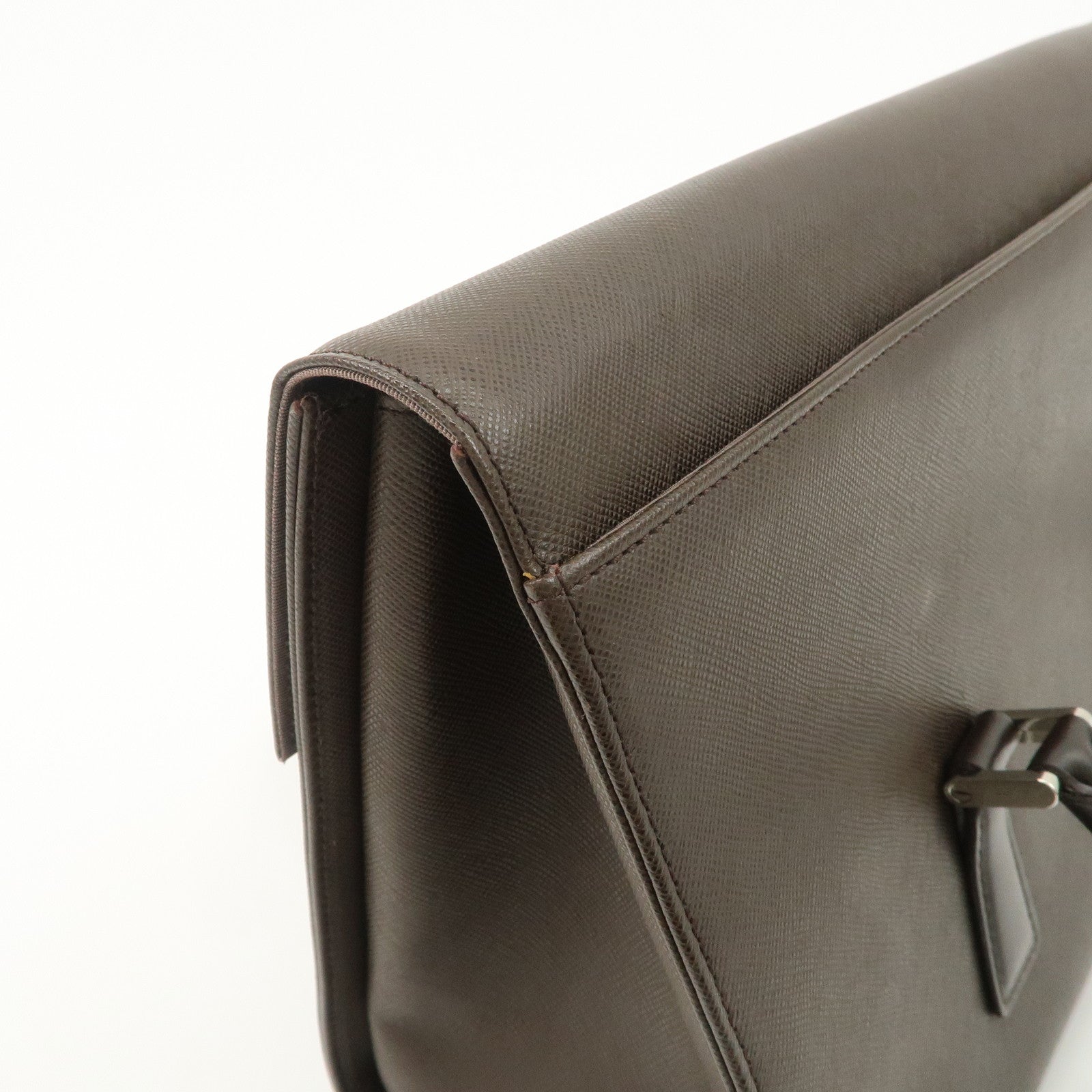 BURBERRY Leather Hand Bag Dark Brown