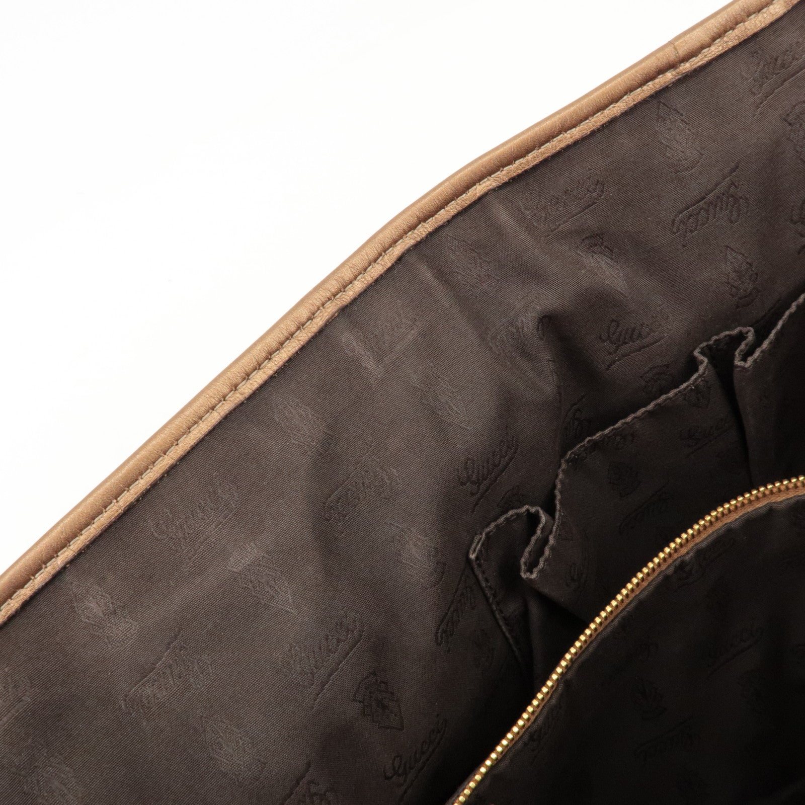 GUCCI GG Twins GG Canvas Leather Tote Bag Beige Bronze 232957 Used