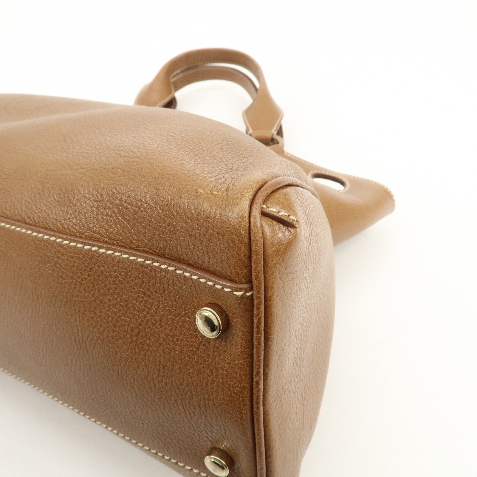 Cartier Must Line Marcello Leather Hand Bag Tote Bag Brown